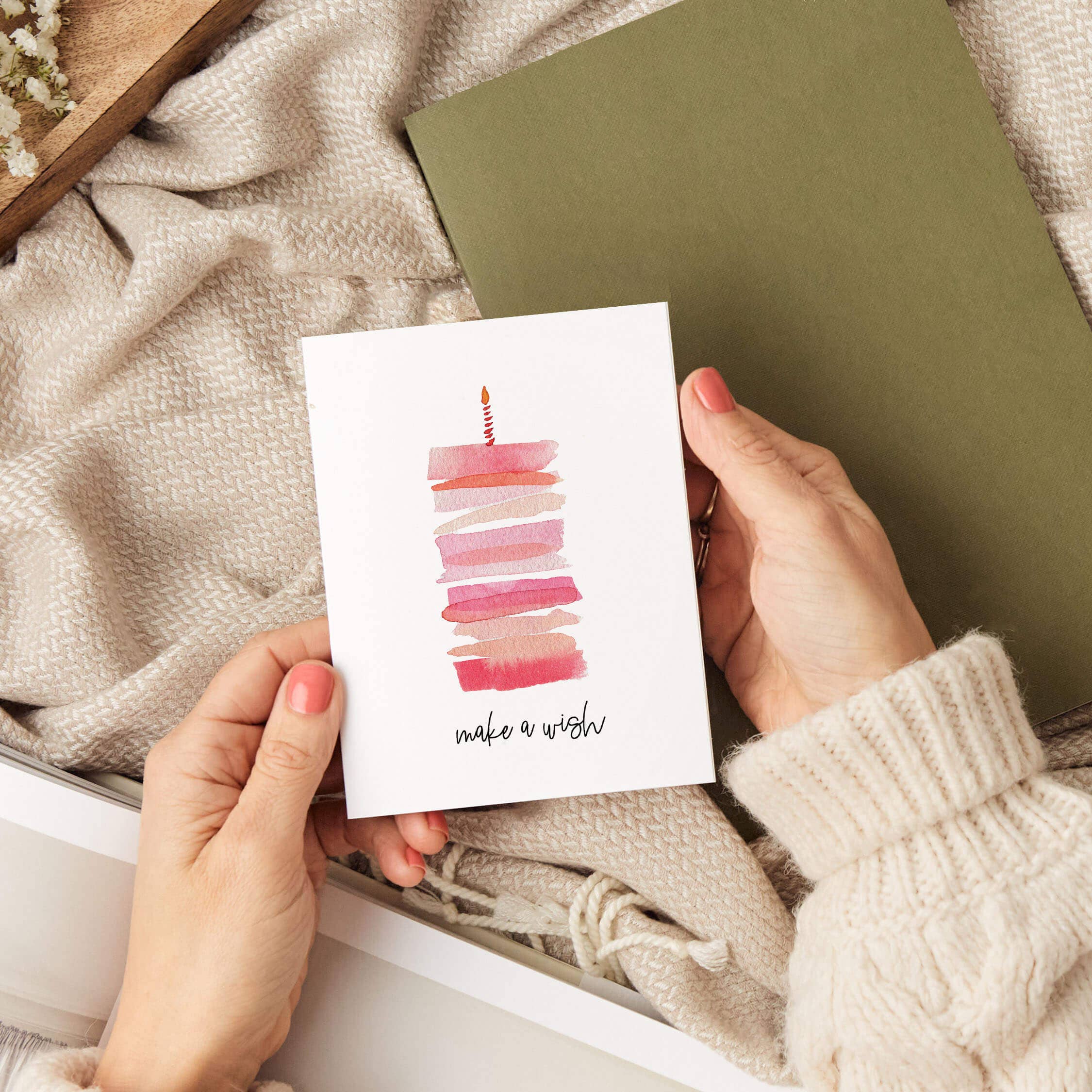 Pink Cake Birthday Card | Modern Minimal Design, photo 3 of 4