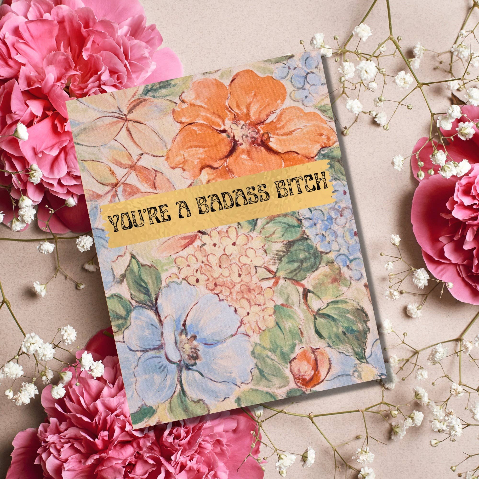 You're a Badass Bitch Card, Cute Friendship Card Cheeky, photo 1 of 3