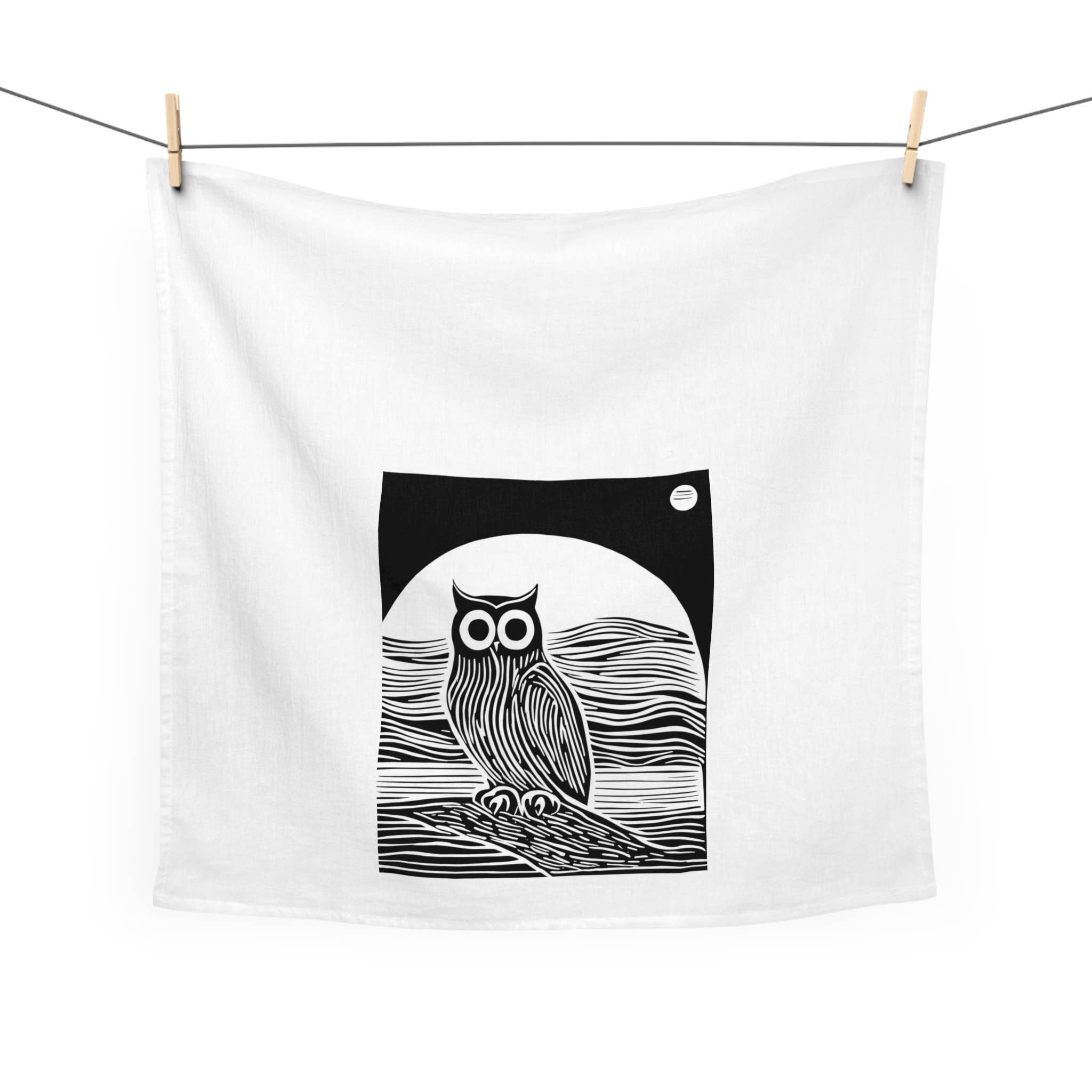 Night Owl 100% Organic Cotton Printed Kitchen Tea Towel, photo 1 of 2