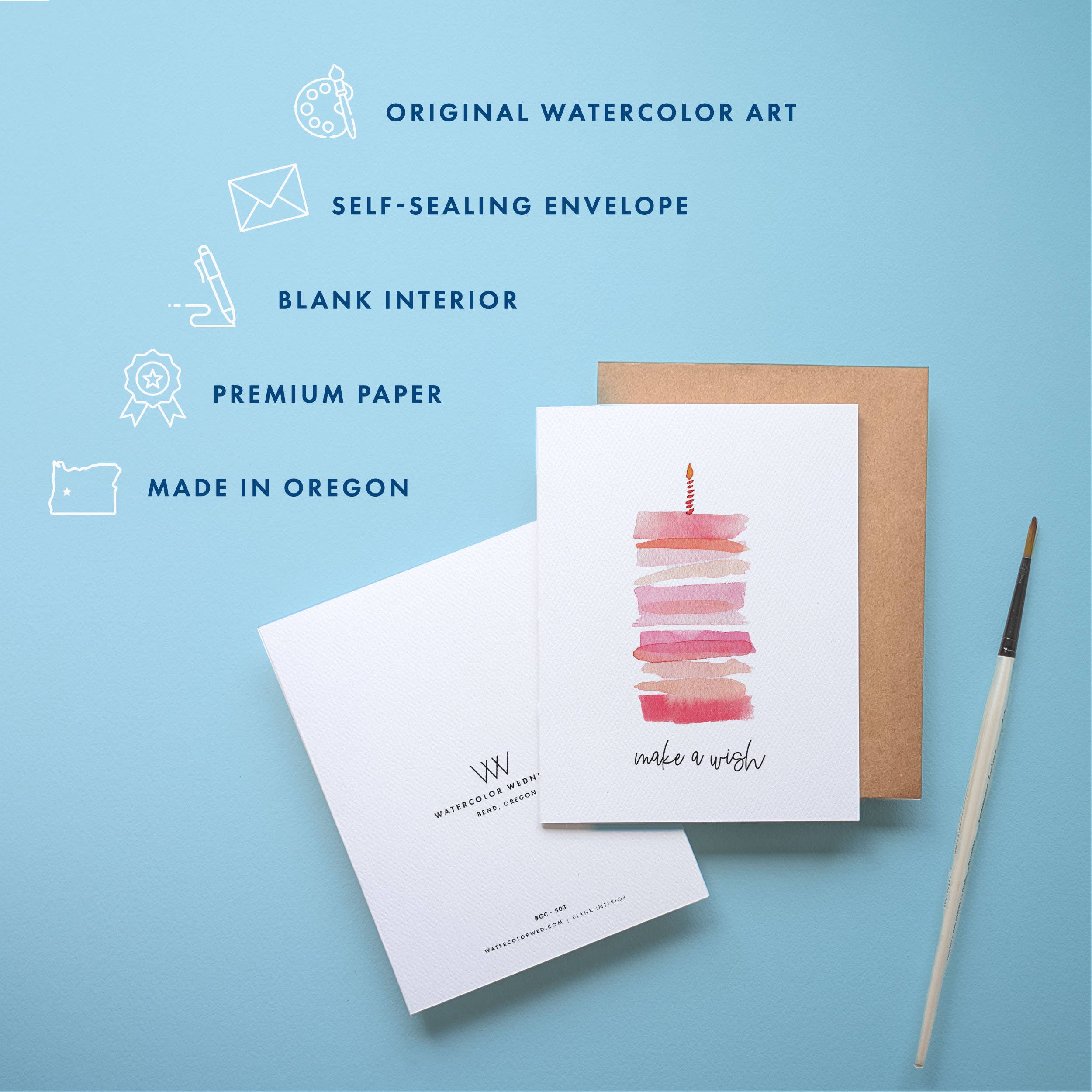 Pink Cake Birthday Card | Modern Minimal Design, photo 2 of 4
