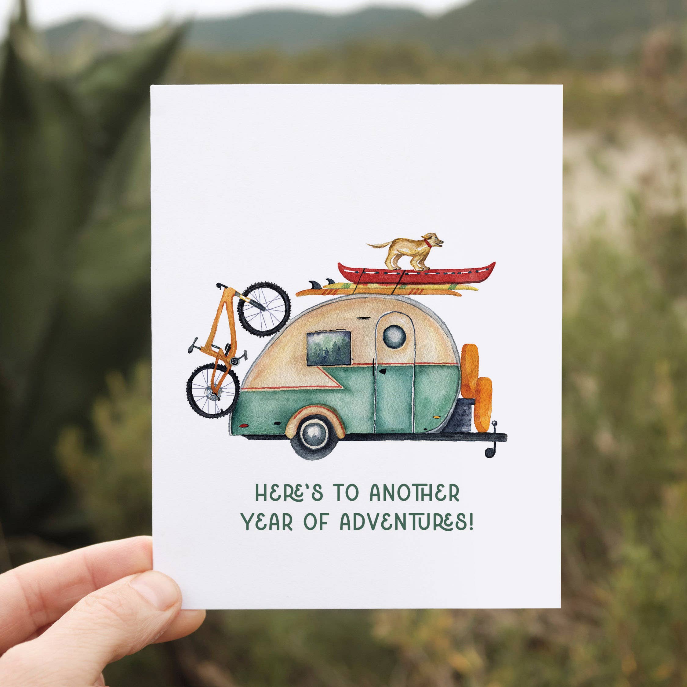 Adventure Birthday Card | Retro Camper Outdoorsy Design: Single Card, photo 3 of 4