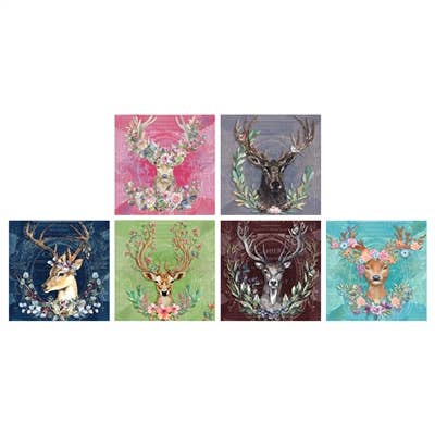 ANN406 - Blossom Deer Square Matchboxes 60Pack