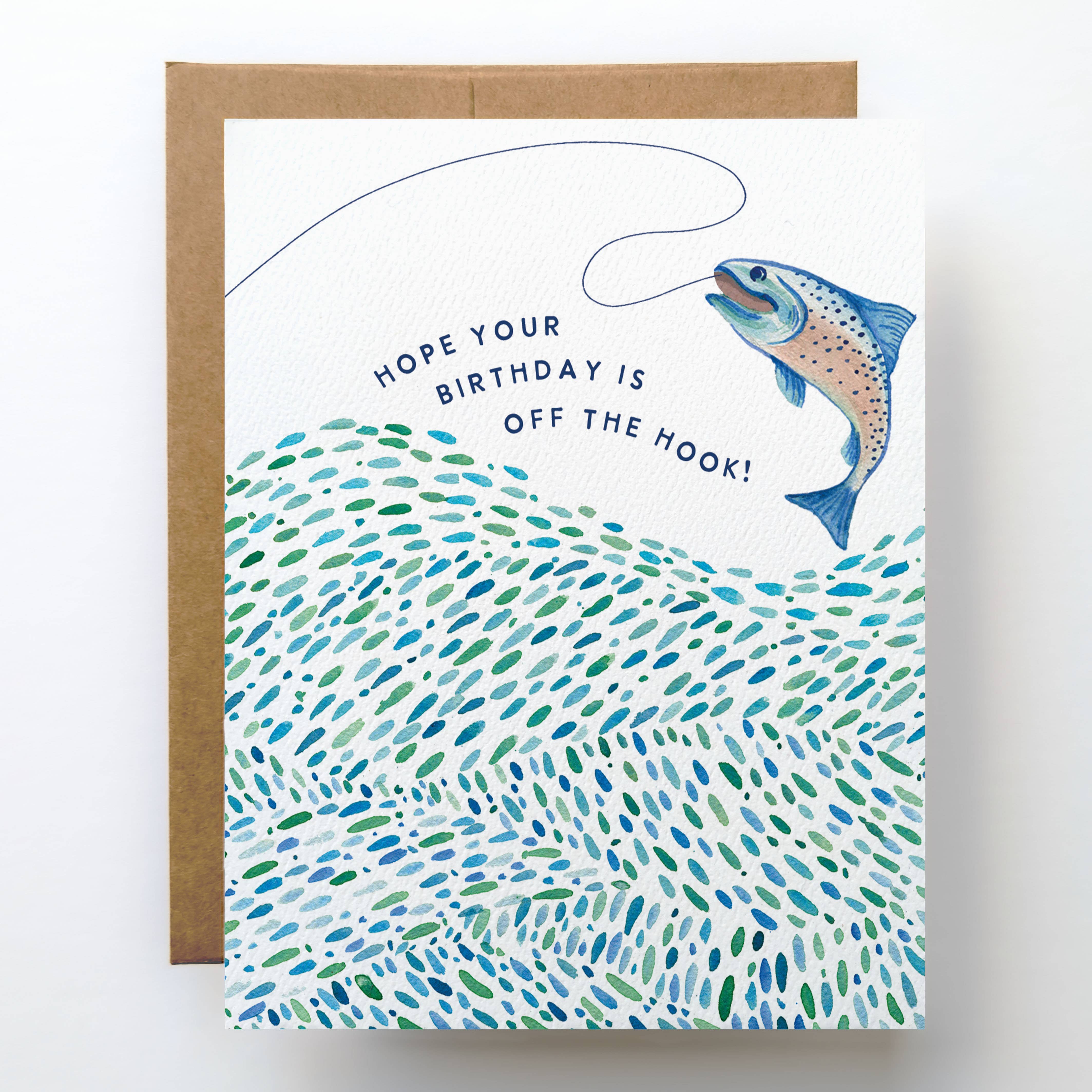 Fishing Birthday Card | Jumping Fish Pun Design: Single Card, photo 1 of 4