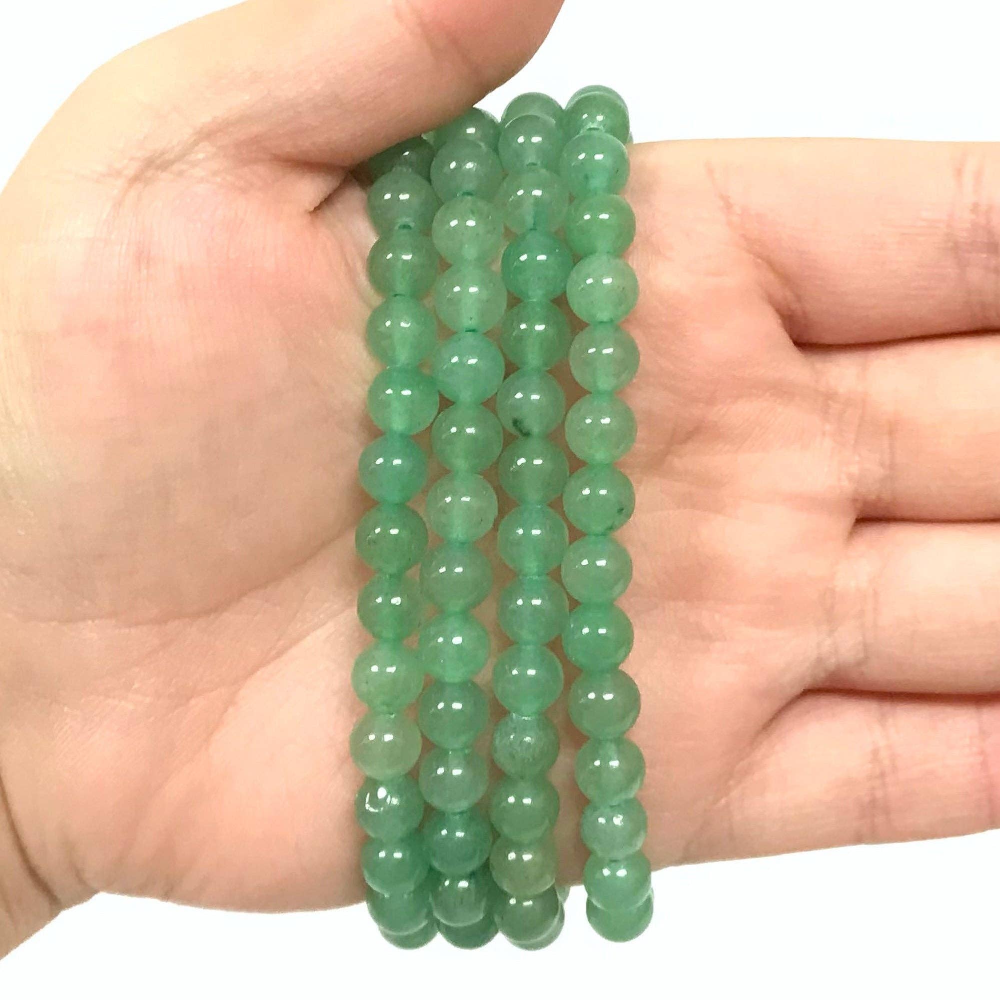 6mm Green Aventurine Gemstone Bead Unisex Stretch Bracelet, photo 2 of 2