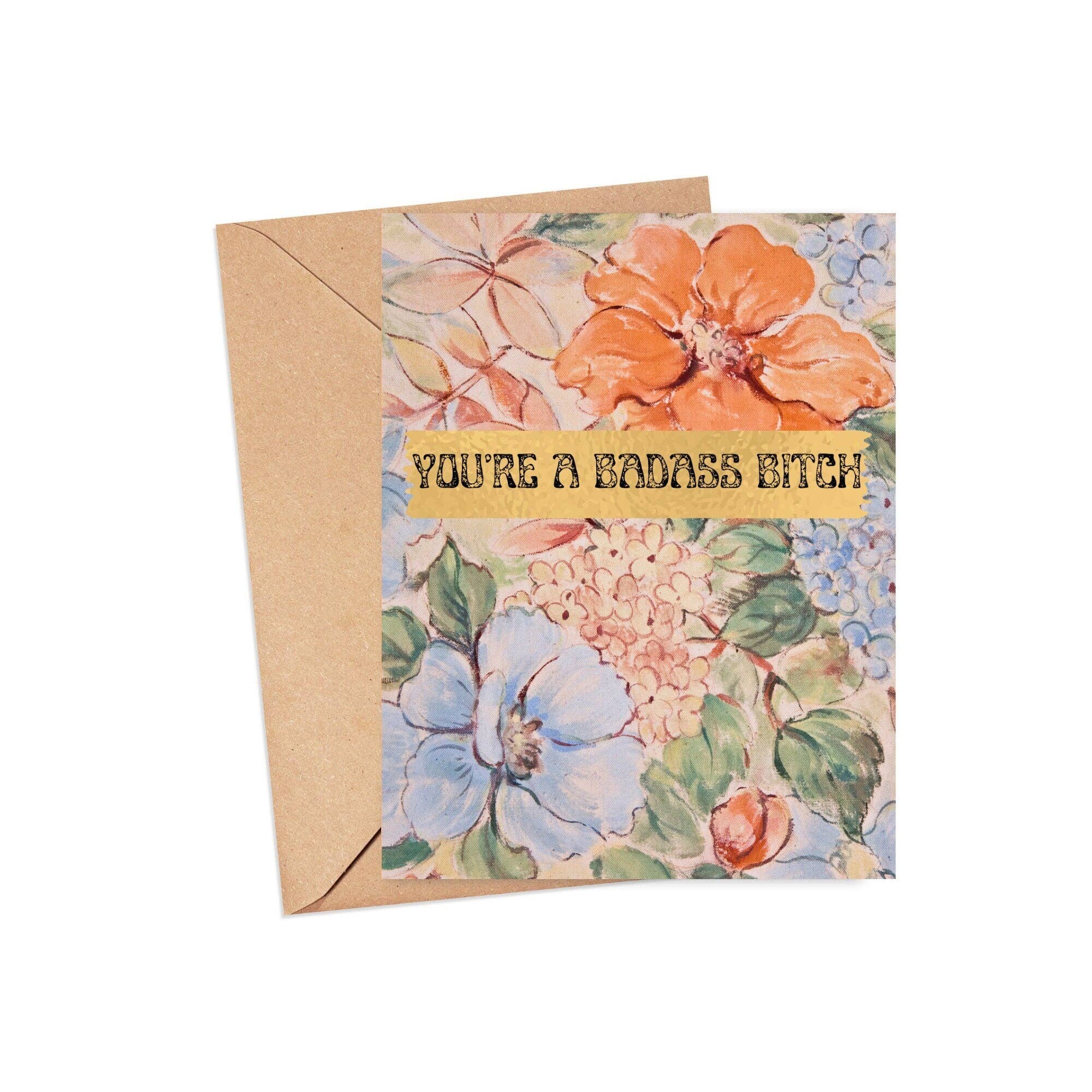 You're a Badass Bitch Card, Cute Friendship Card Cheeky, photo 2 of 3