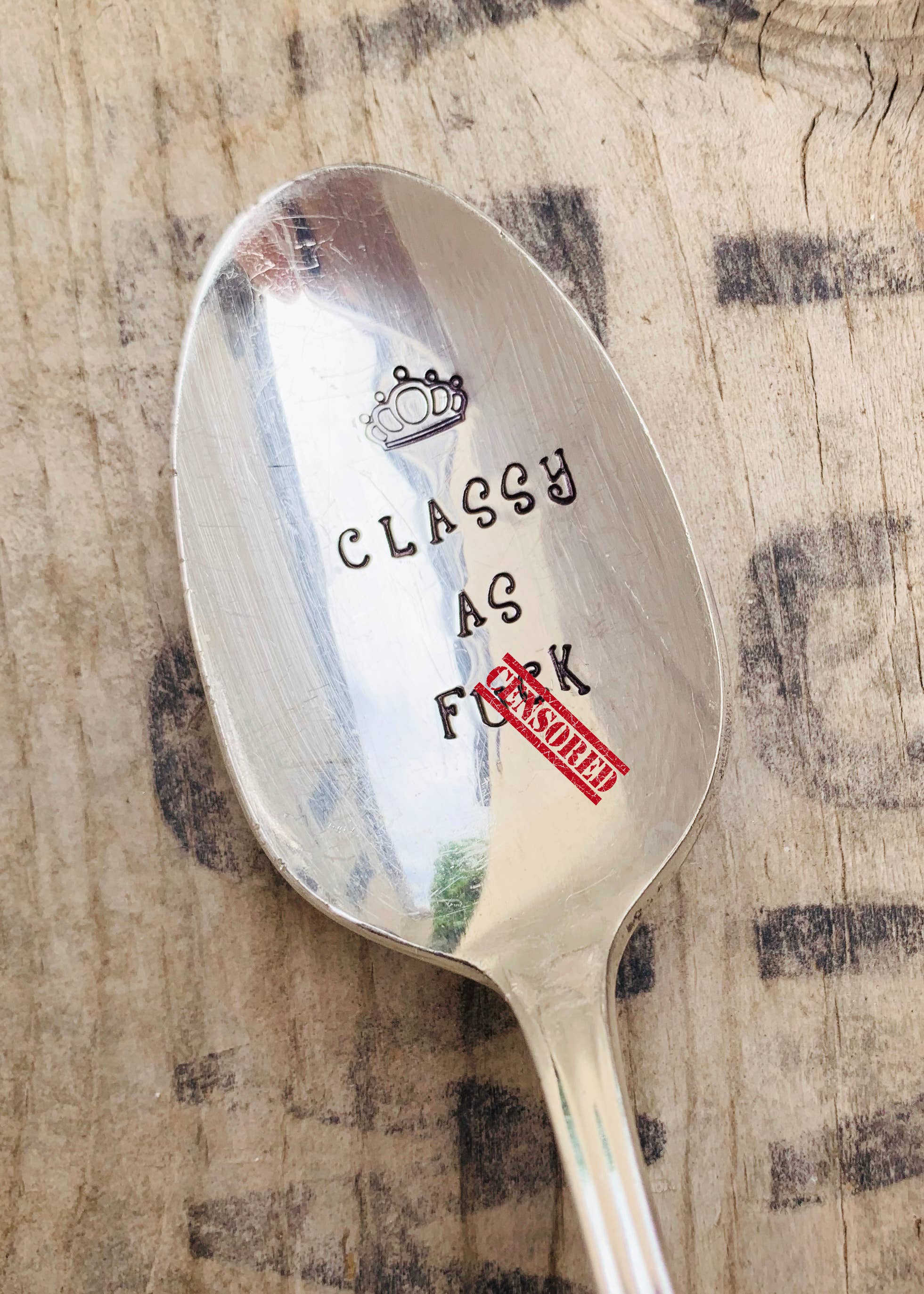 Pinkies up B*****s (teaspoon)Naughty Coffee Themed Hand-Stamped Vintage Silver Spoons:, photo 4 of 8