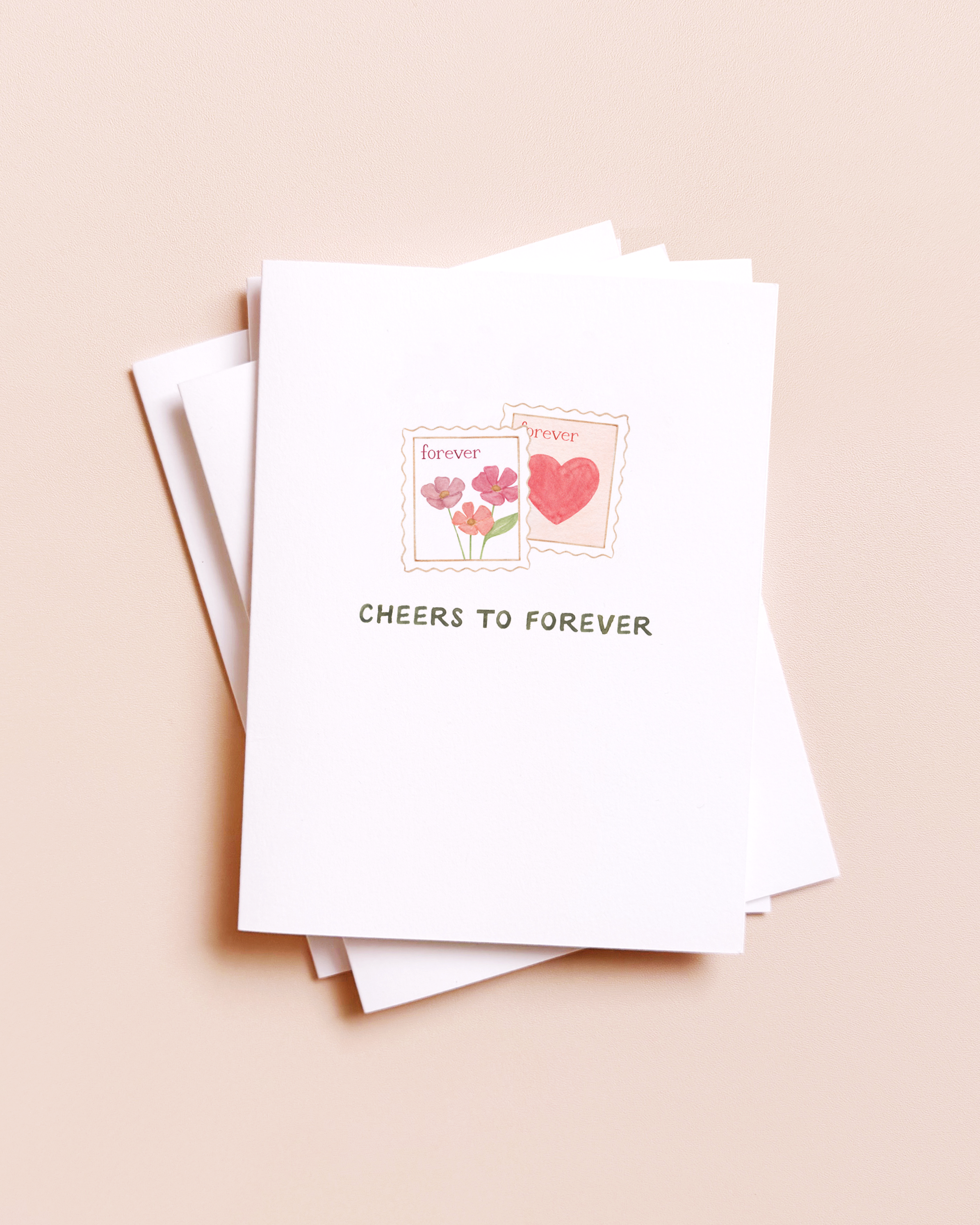 Cheers To Forever — Snail Mail Stamp Pun Wedding Card, photo 1 of 2