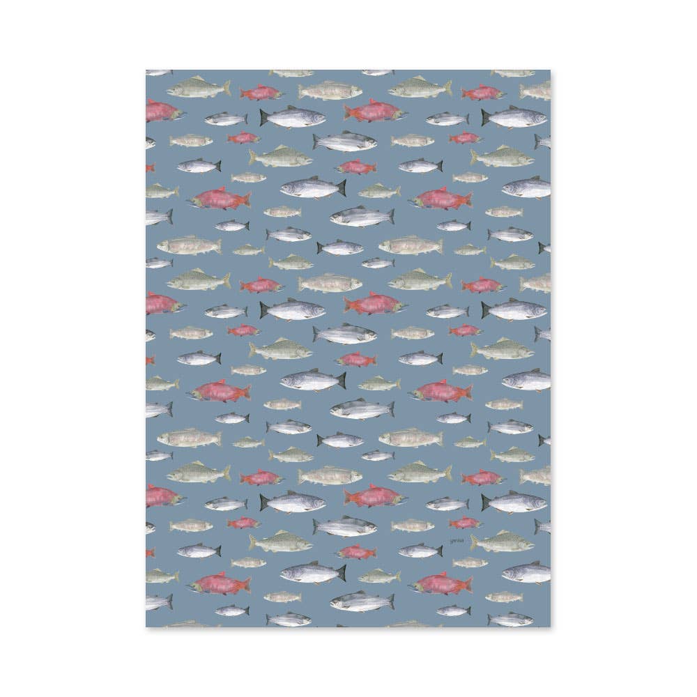 Salmon Tea Towel - Organic Cotton Kitchen Towel, photo 4 of 5