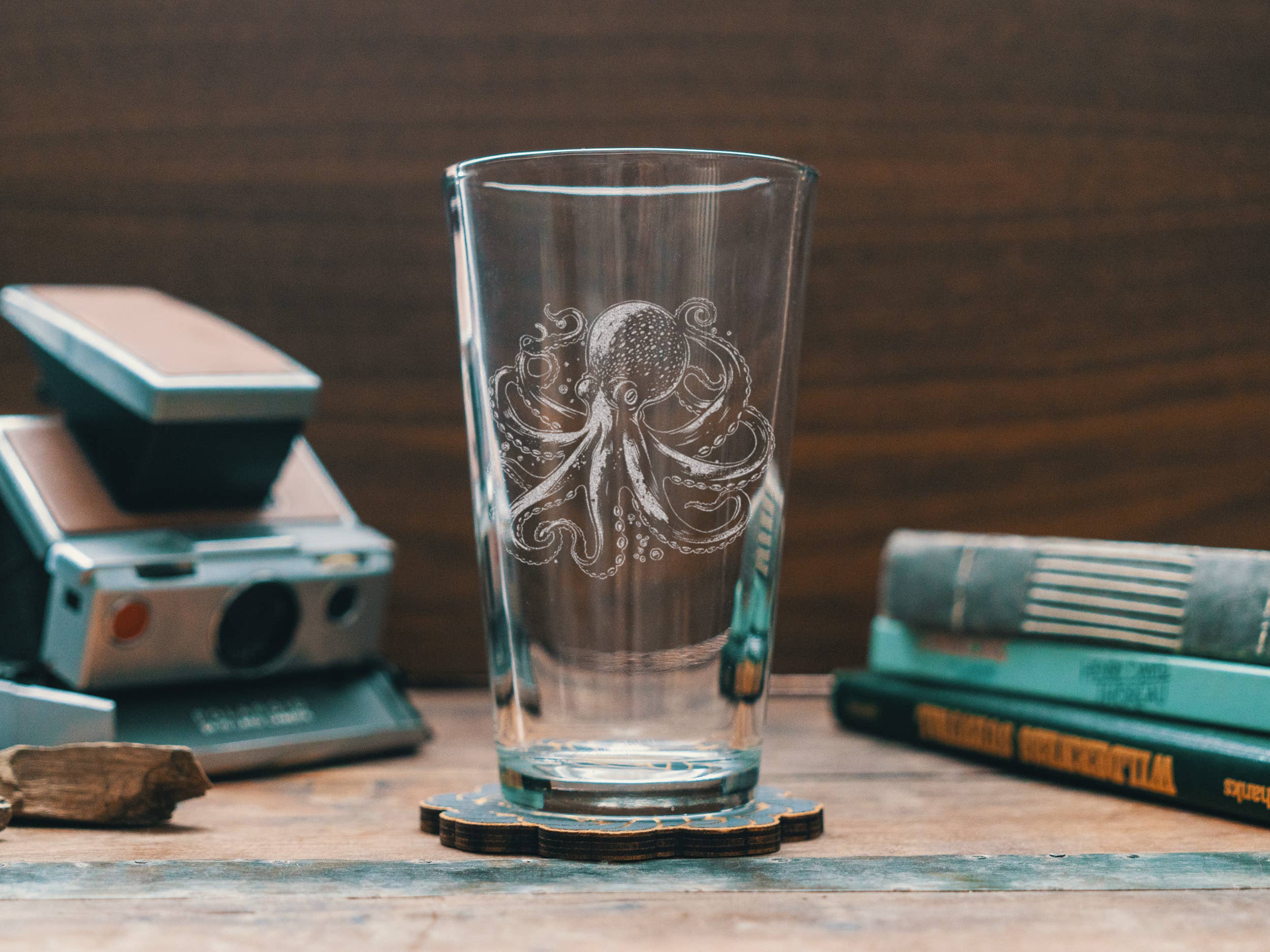 Octopus Etched Drinking Glasses: Old Fashion ~ 12 oz, photo 2 of 5