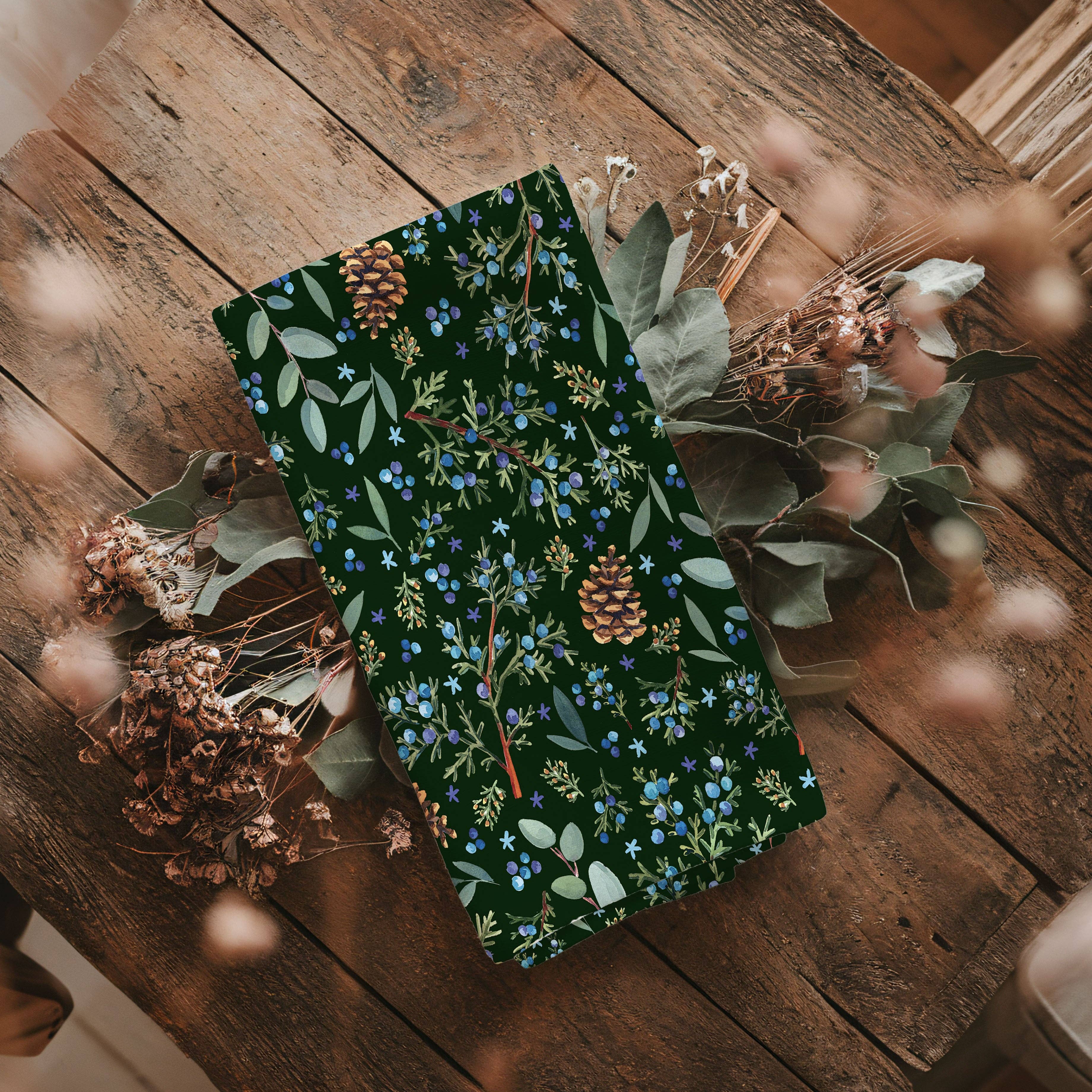 Winter Juniper Tea Towel | Holiday Botanical Kitchen Decor, photo 4 of 6