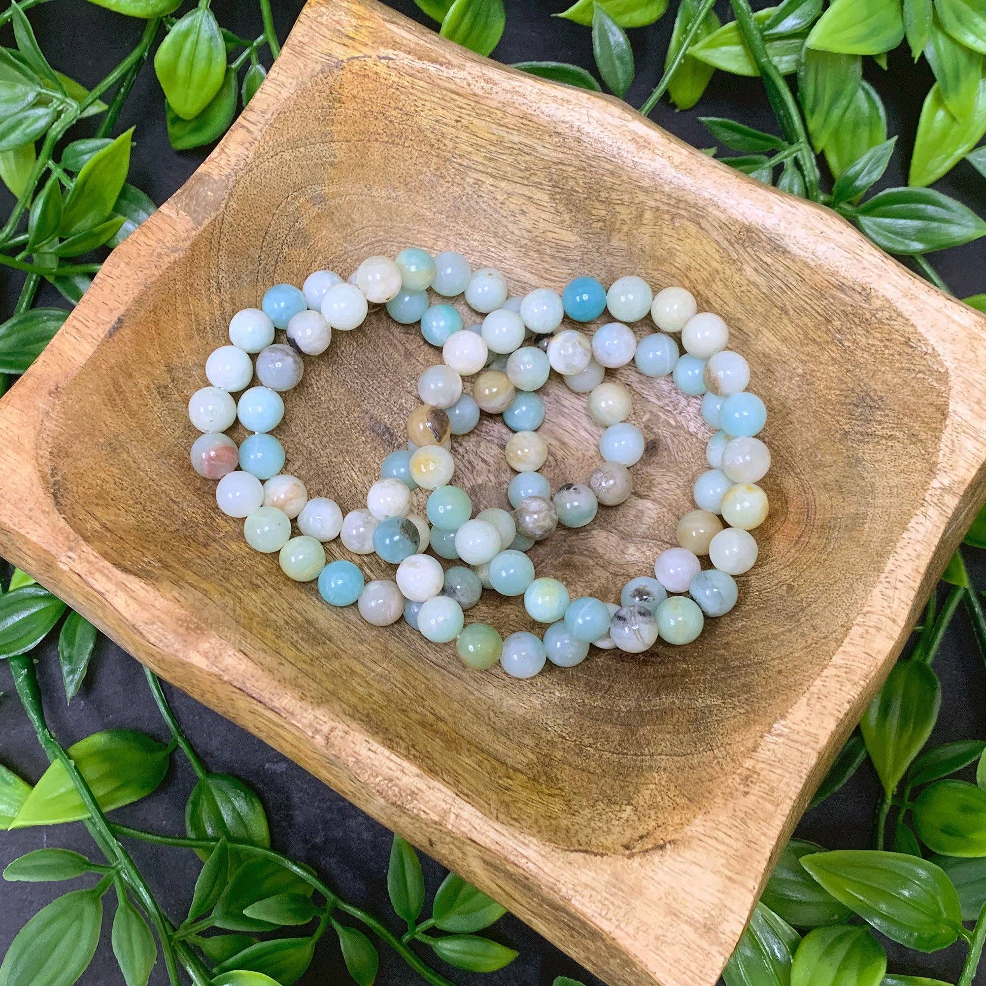 8mm Amazonite Gemstone Unisex Stretch Bracelet, photo 3 of 7