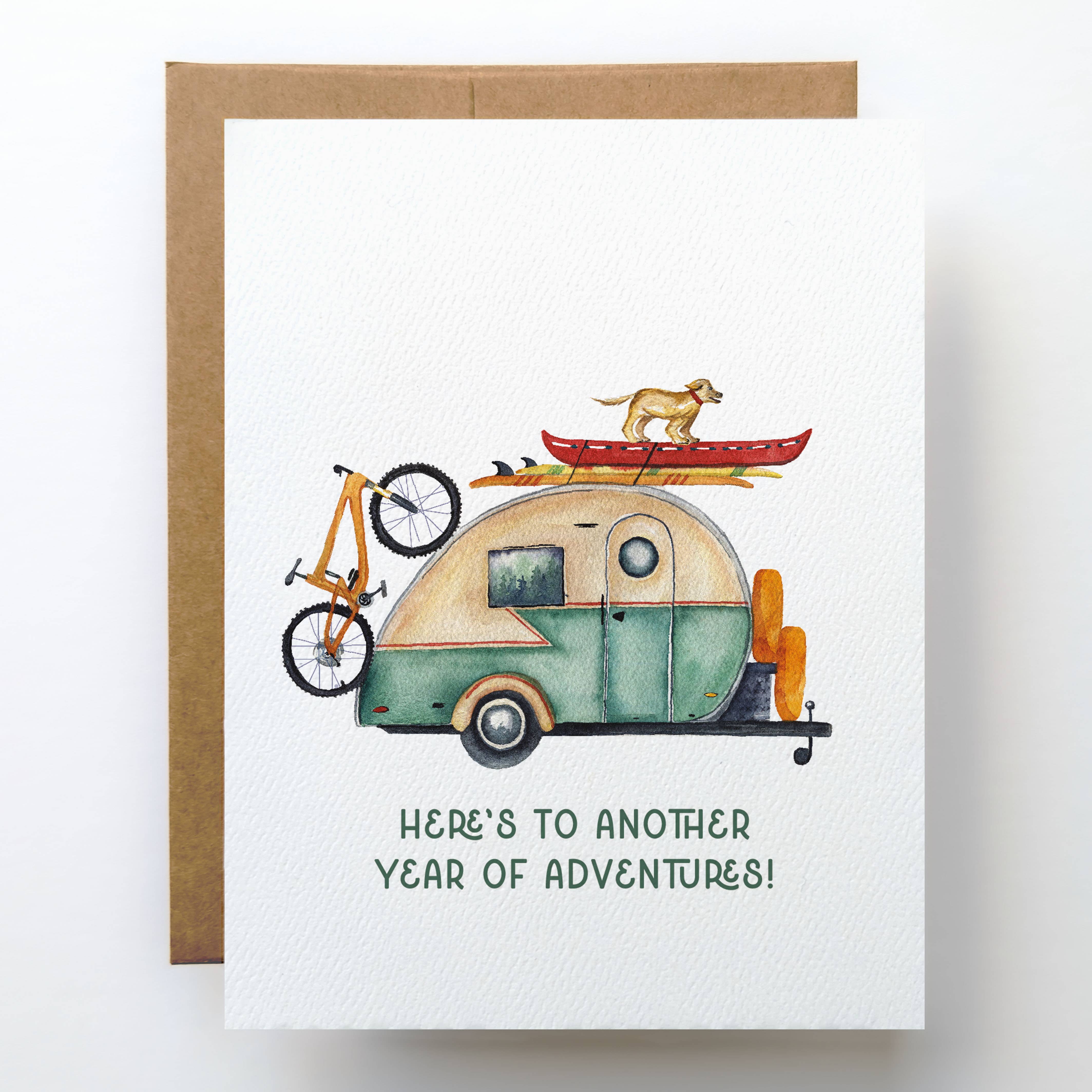 Adventure Birthday Card | Retro Camper Outdoorsy Design: Single Card, photo 1 of 4