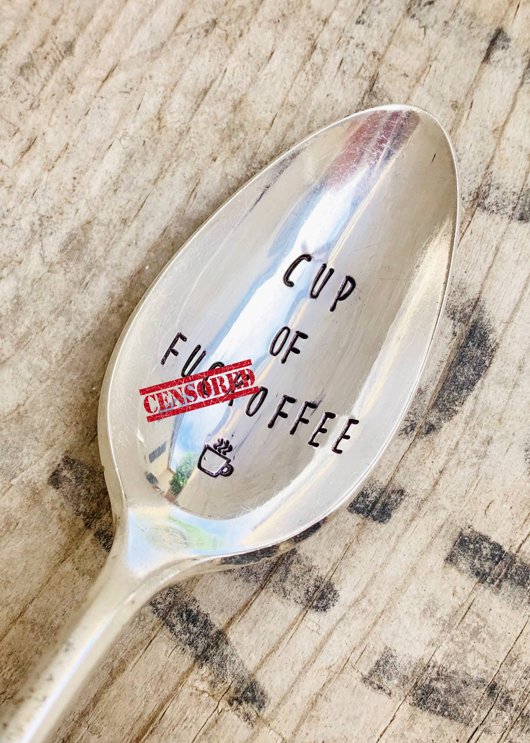 Pinkies up B*****s (teaspoon)Naughty Coffee Themed Hand-Stamped Vintage Silver Spoons:, photo 7 of 8