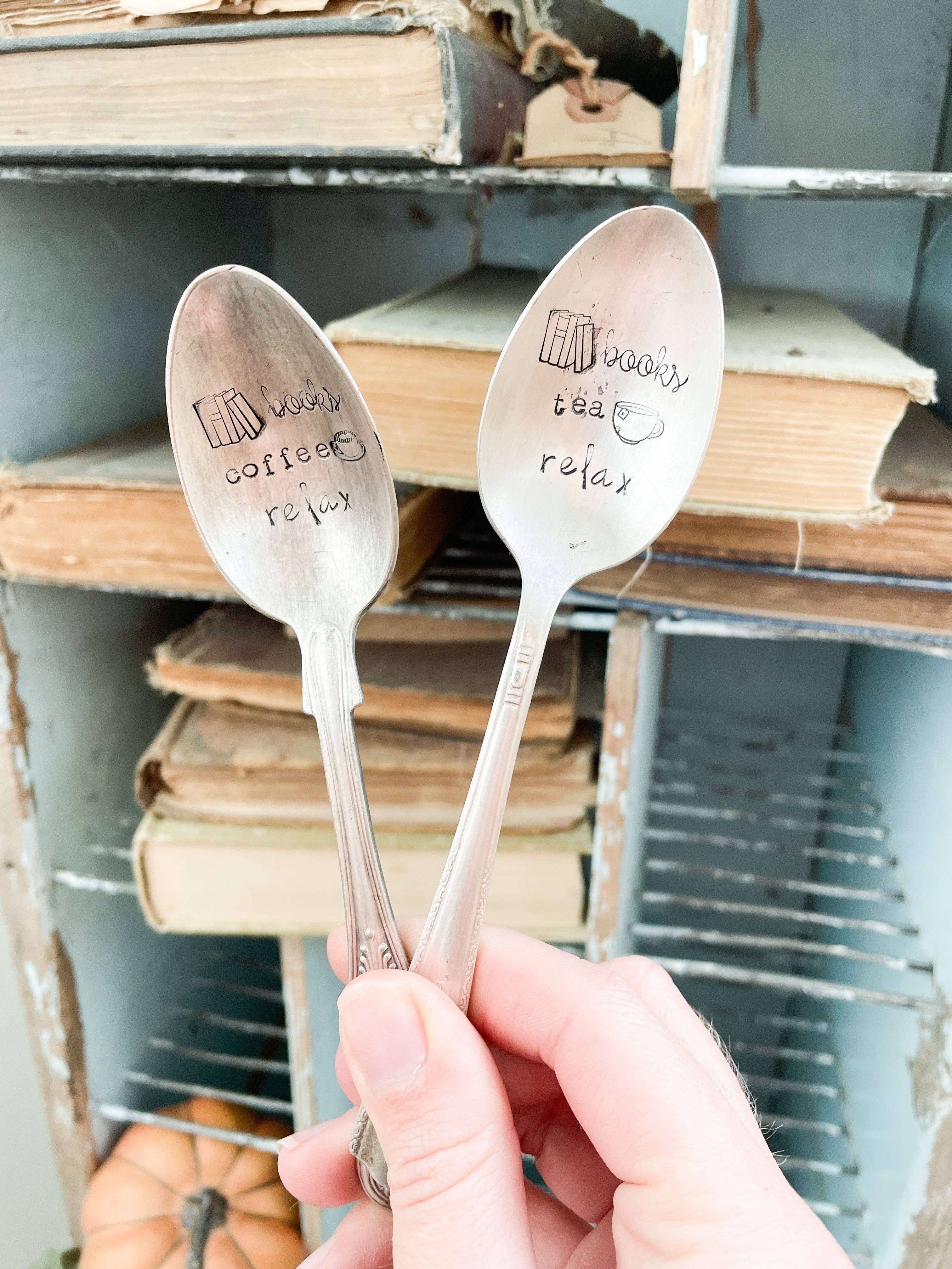 Relax Vintage Stamped Spoon