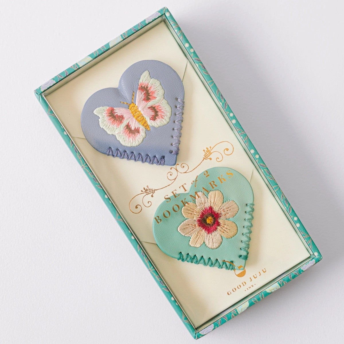 Embroidered Hearts Corner Bookmark Set of 2, photo 1 of 3