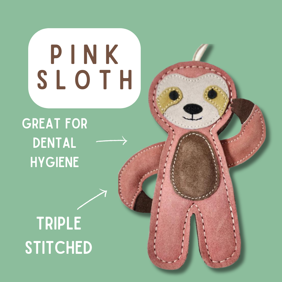 Sloth Dog Toy Pink