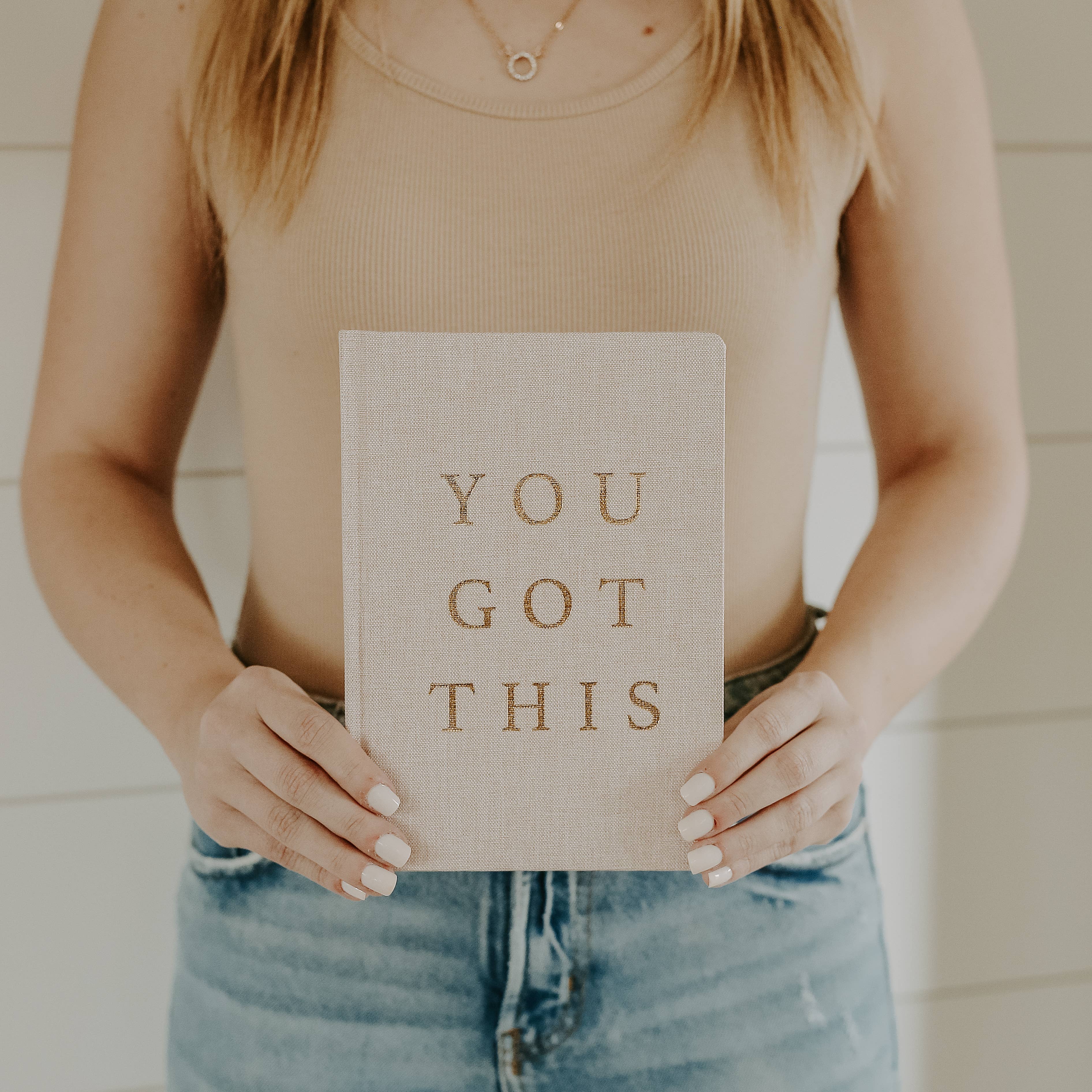 You Got This - Tan and Gold Foil Fabric Journal, photo 3 of 8