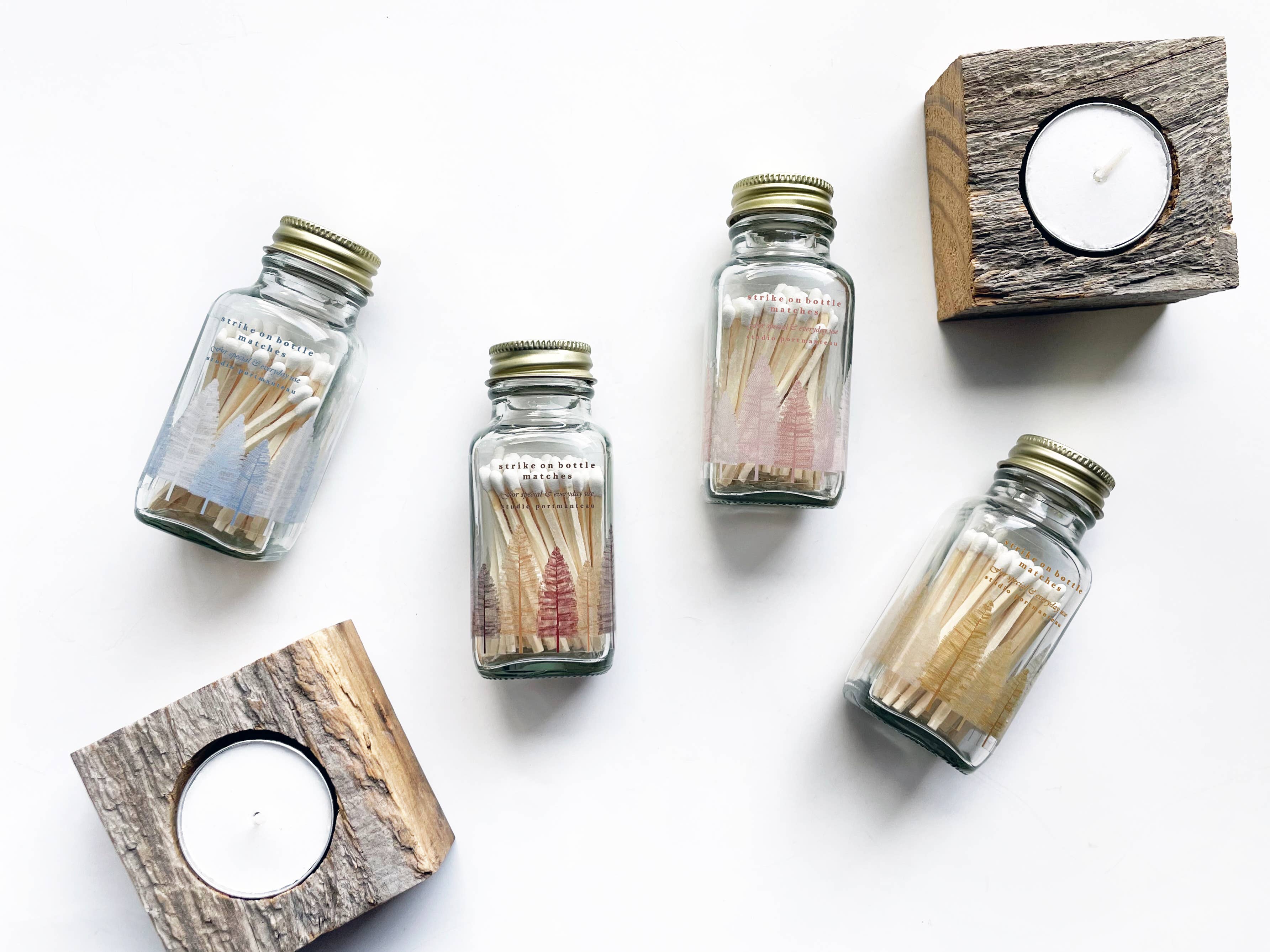 Noble Fir Trees 2" White Match Jar | Match Holder Home Decor: Black, photo 2 of 8