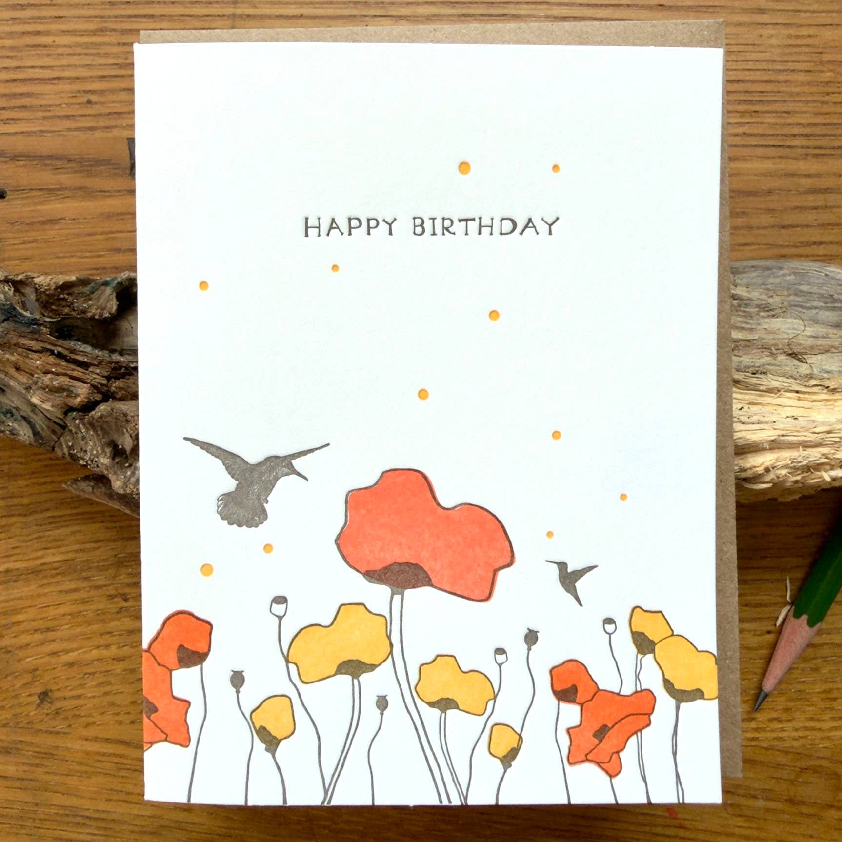 Poppies Happy Birthday Letterpress Card, photo 1 of 2
