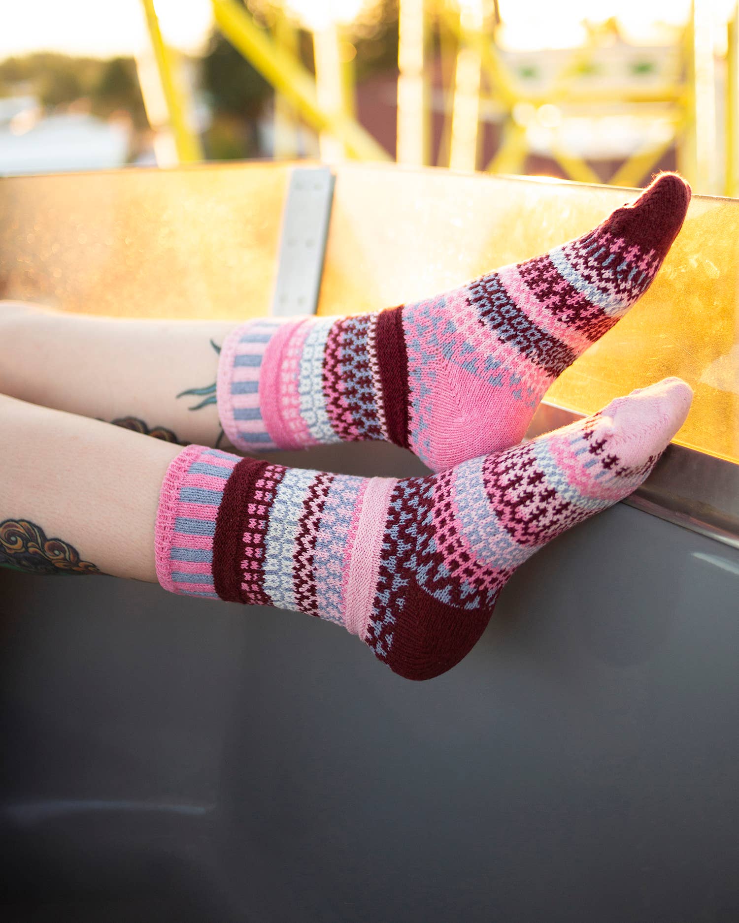 Alpenrose Crew Socks I Gives Back to Breast Cancer Survivors: Small (Women 6 - 8 / Men 5 - 7), photo 2 of 2
