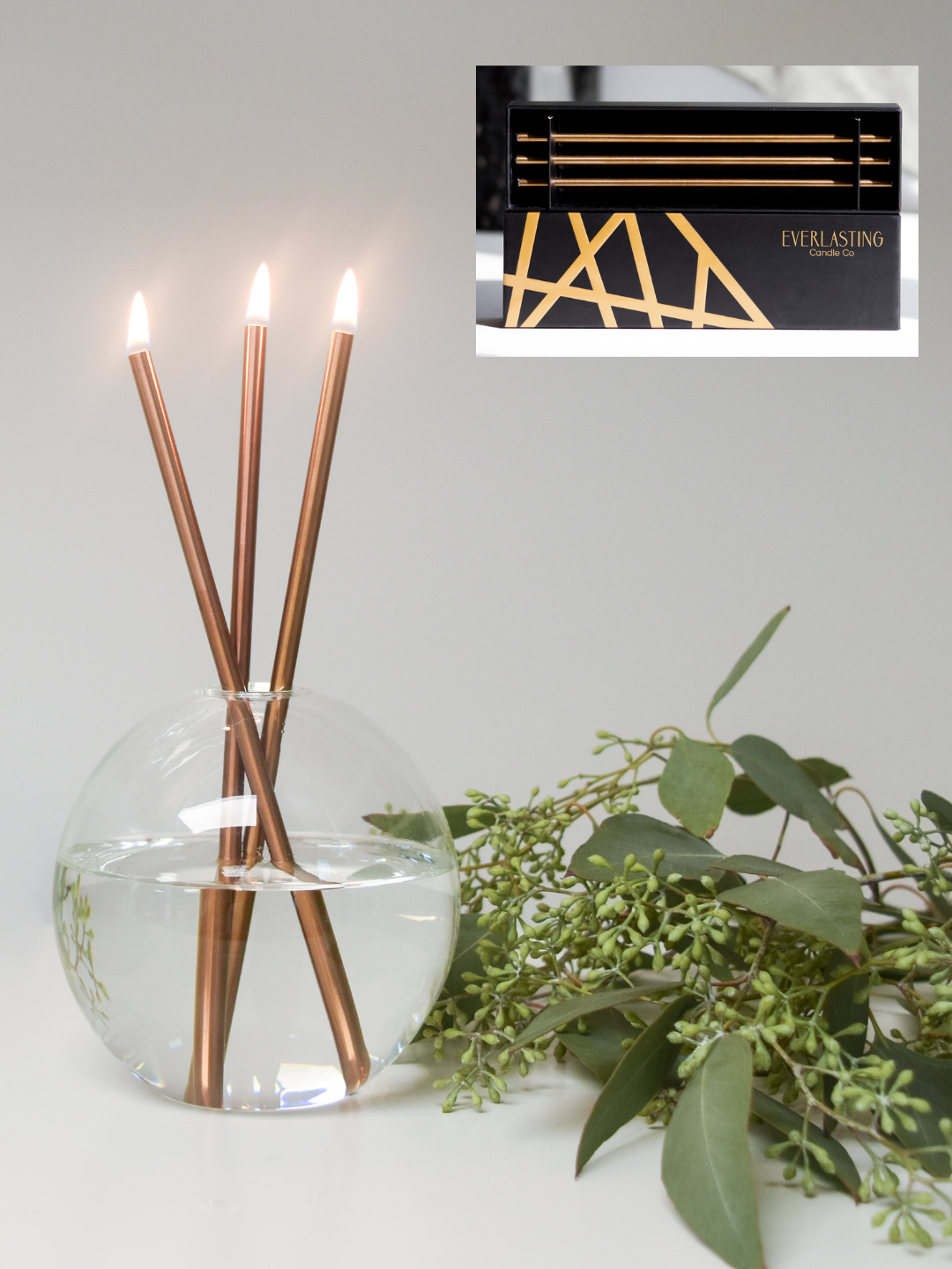 Champagne Everlasting Candles – Reusable Steel Oil Candles, photo 1 of 8
