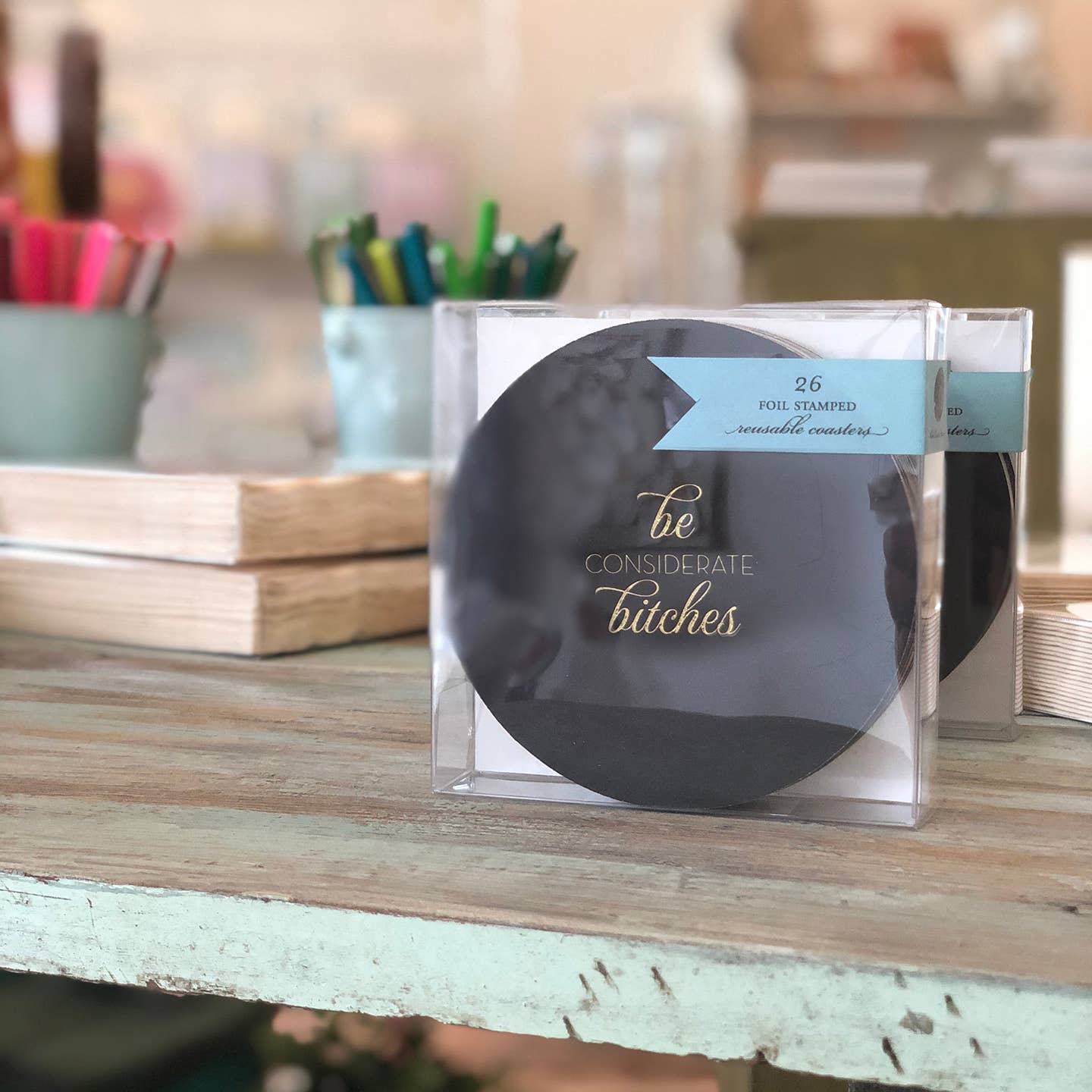 Black Coaster Set of 4, photo 2 of 4