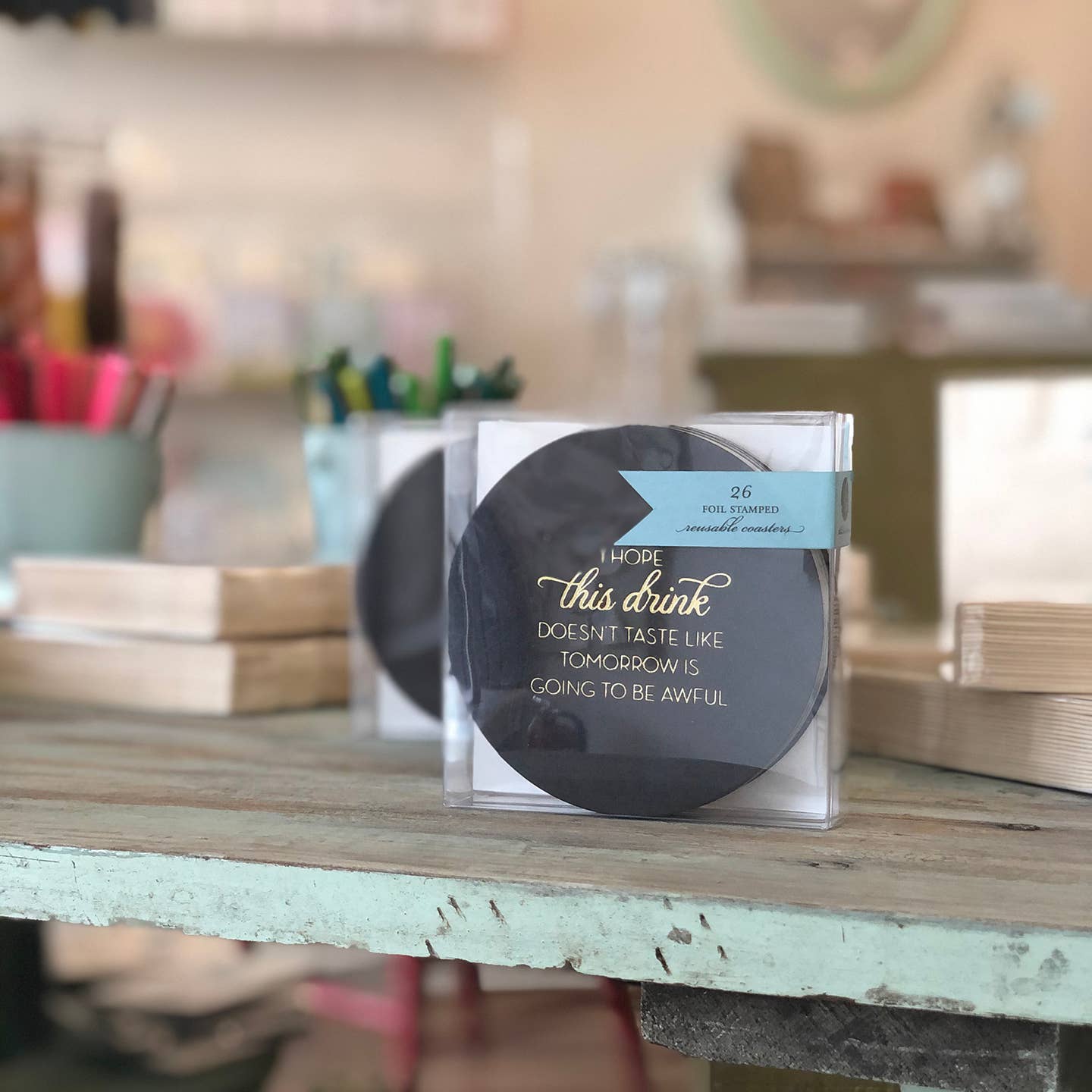 Black Coaster Set of 4, photo 4 of 4