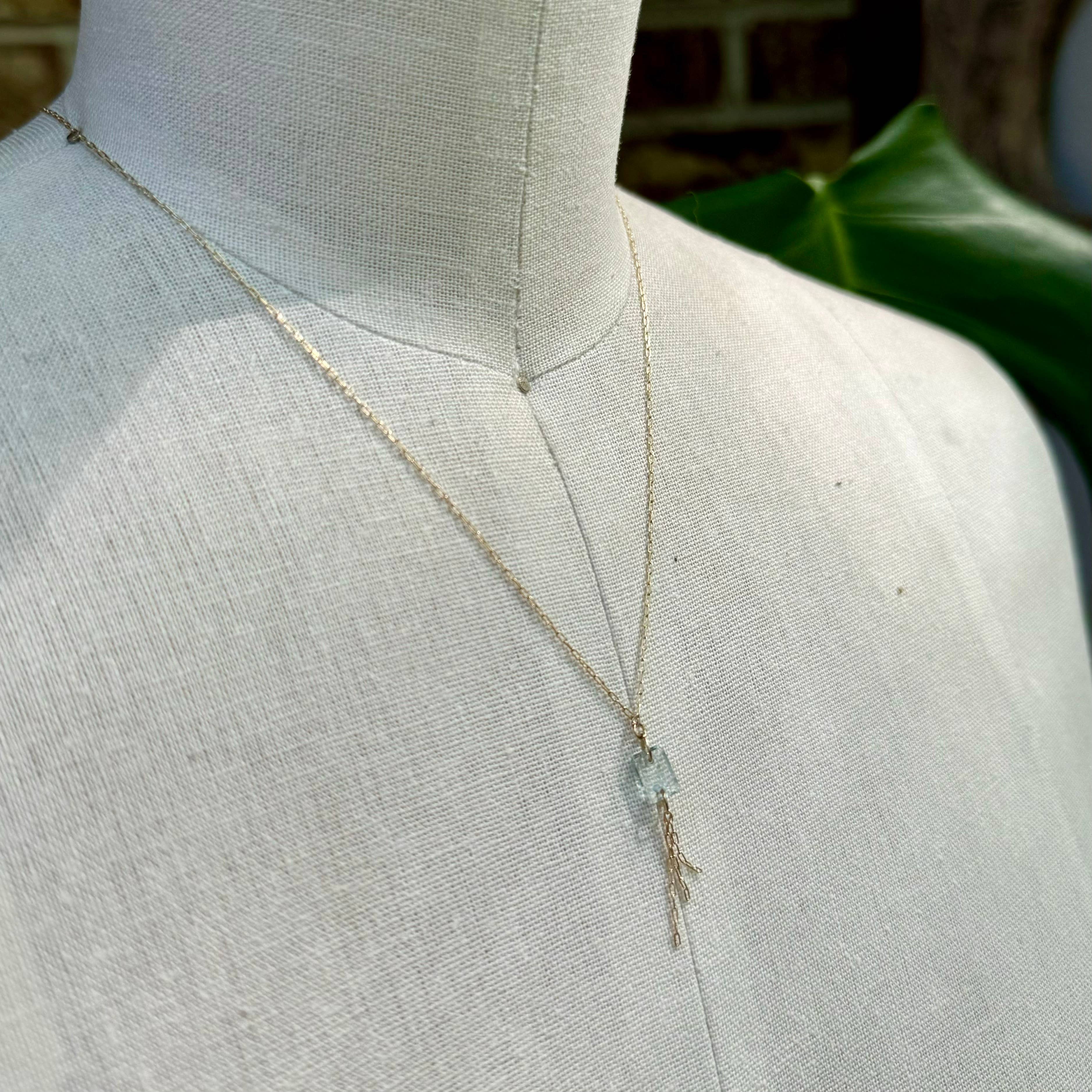 Aquamarine Tassel Necklace: Sterling Silver, photo 3 of 3