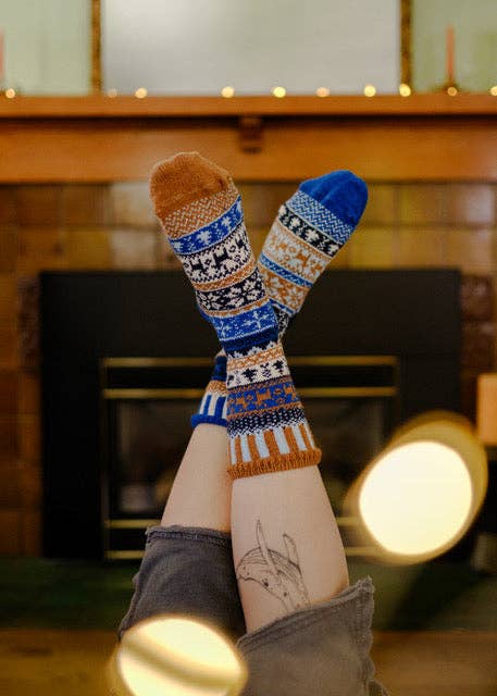 Chestnut Crew Socks | Sustainably Made Festive Holiday Socks: Small (Women 6 - 8 / Men 5 - 7), photo 3 of 3