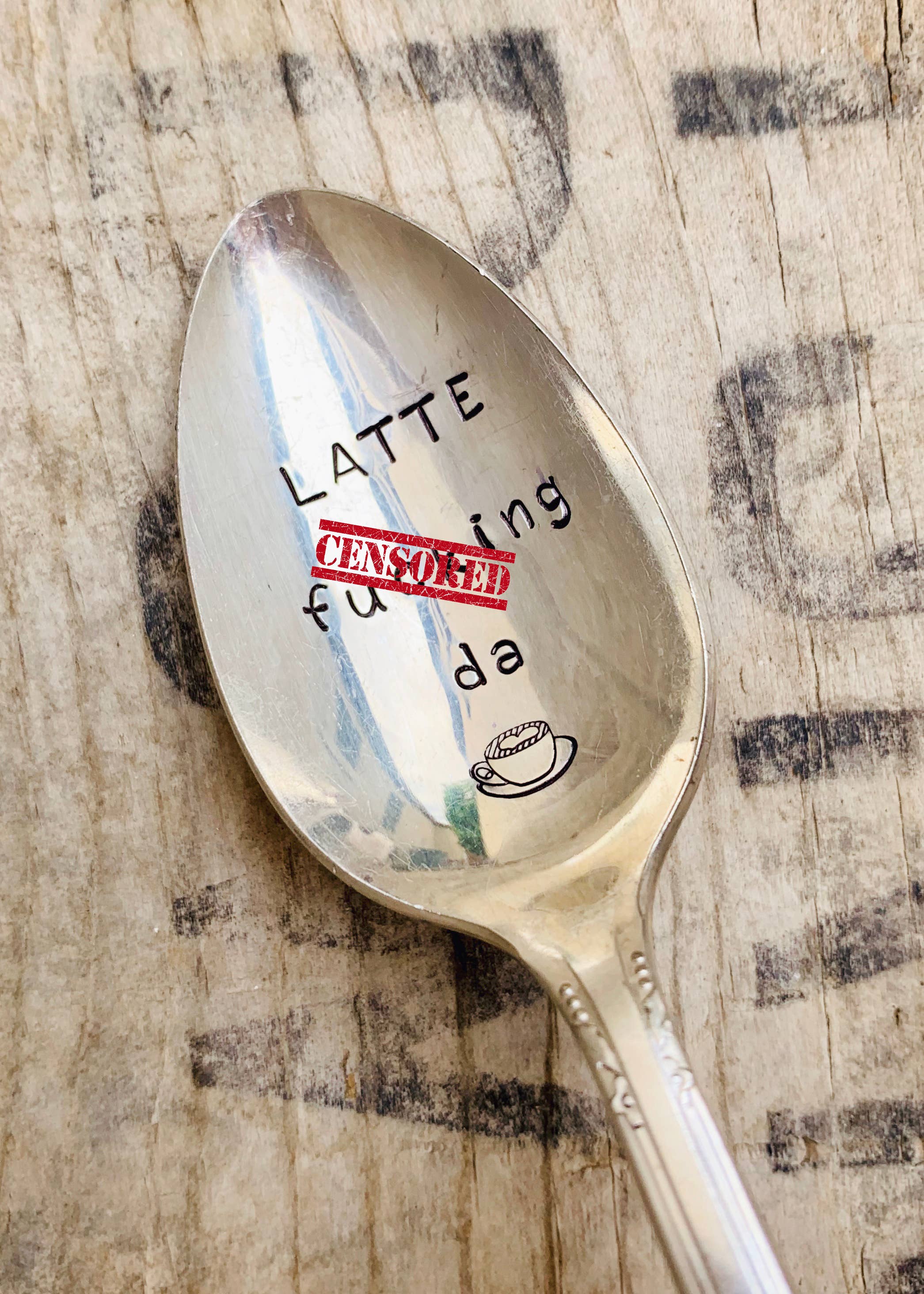 Pinkies up B*****s (teaspoon)Naughty Coffee Themed Hand-Stamped Vintage Silver Spoons:, photo 8 of 8
