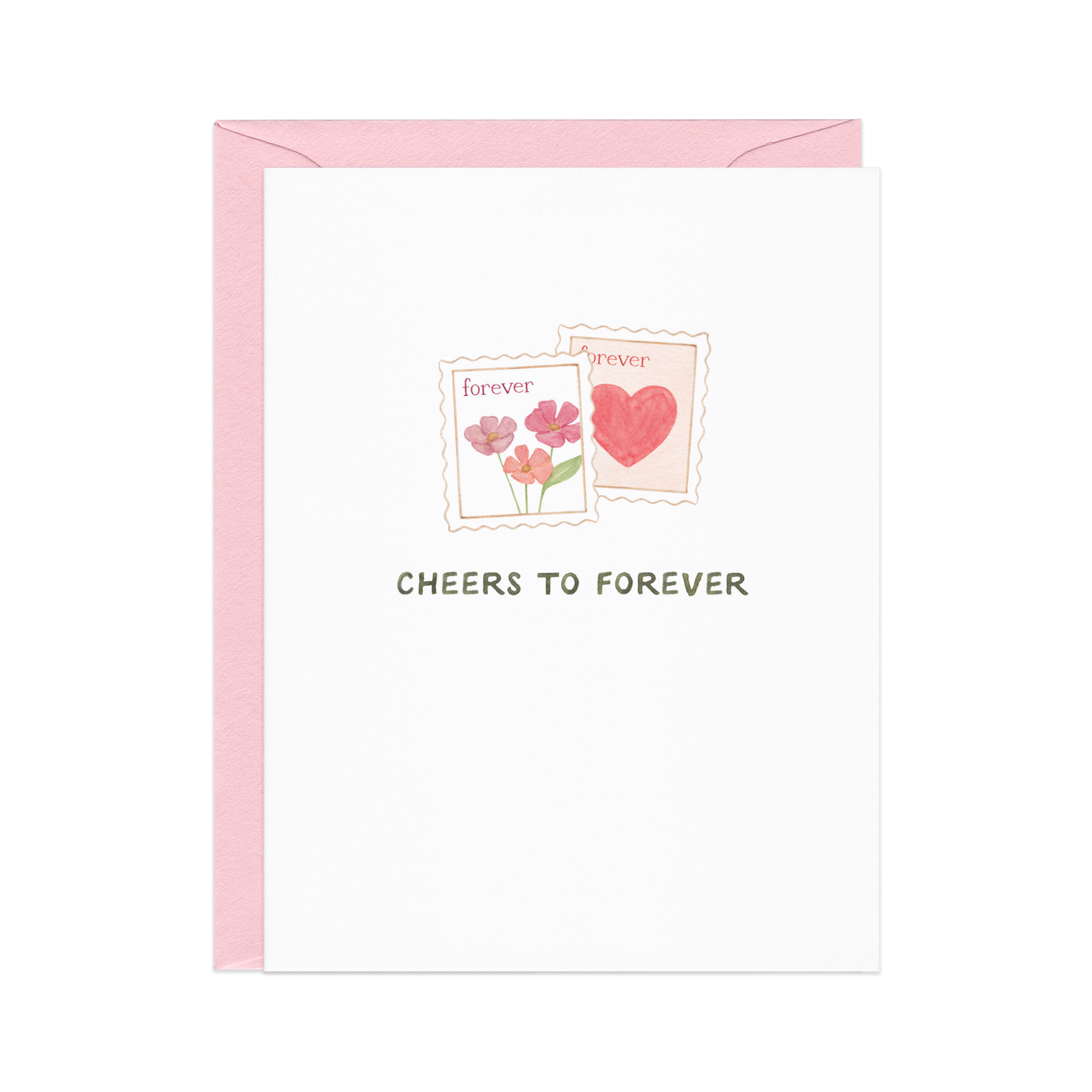 Cheers To Forever — Snail Mail Stamp Pun Wedding Card, photo 2 of 2