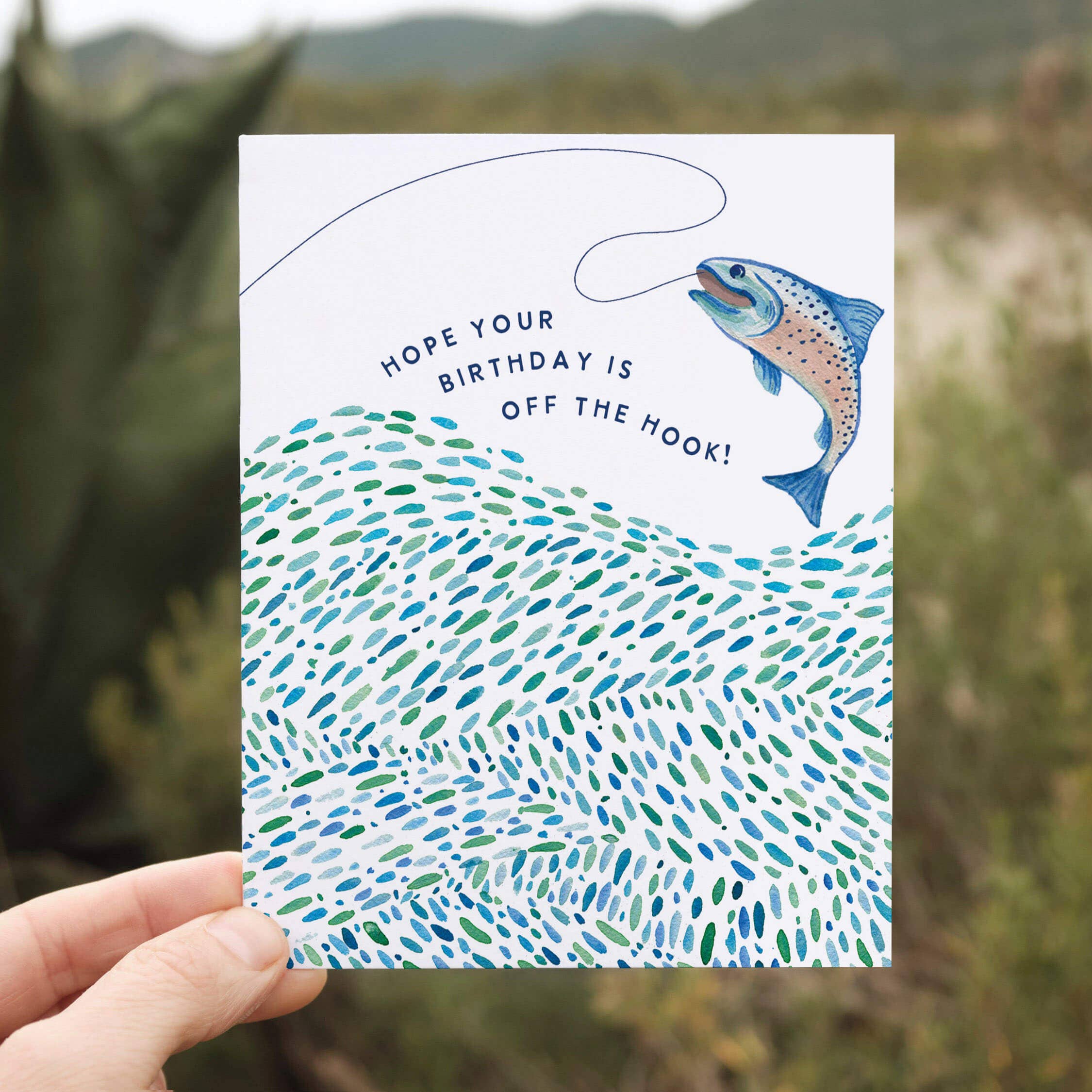 Fishing Birthday Card | Jumping Fish Pun Design: Single Card, photo 3 of 4