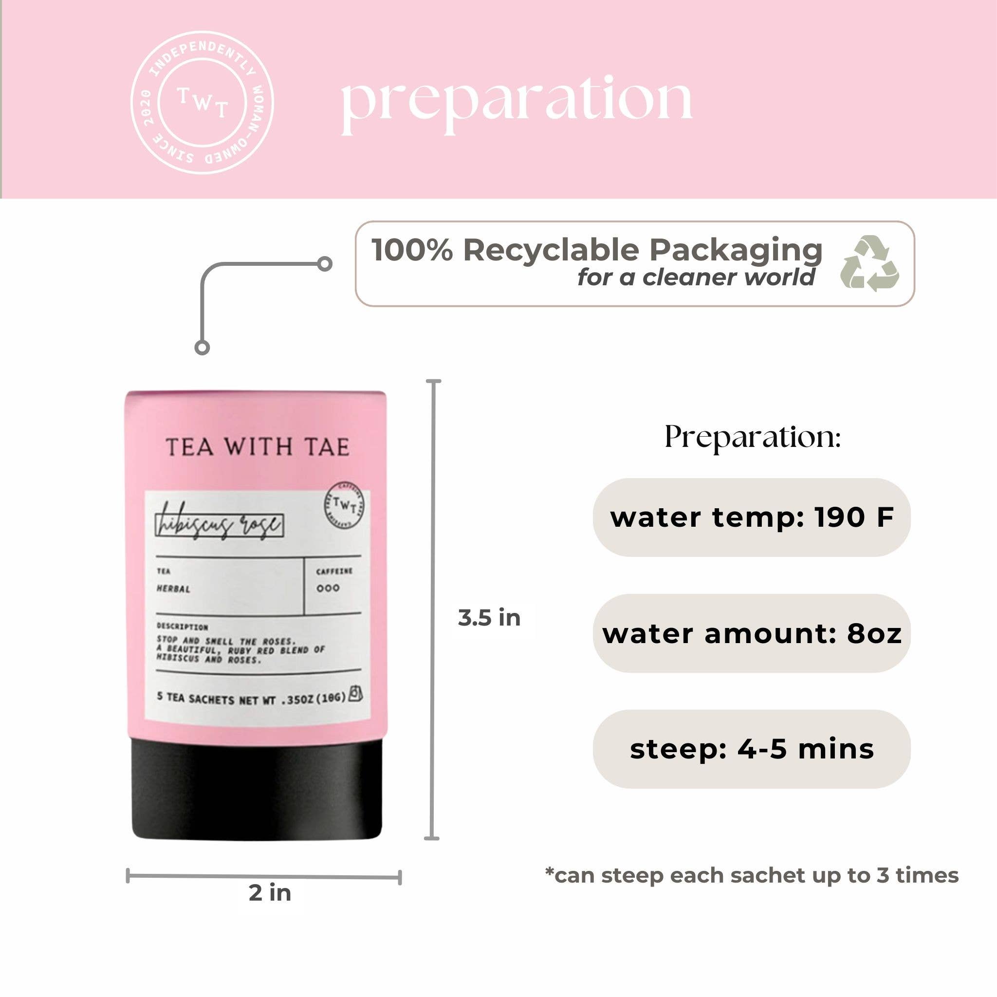 Hibiscus Rose Herbal Mini Tube Gift (5 tea bags), photo 4 of 8