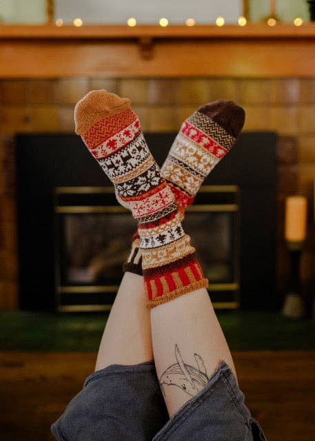Cocoa Crew Socks | Sustainably Made Festive Holiday Socks: Large (Women 10 - 12 / Men 9 - 11), photo 2 of 3