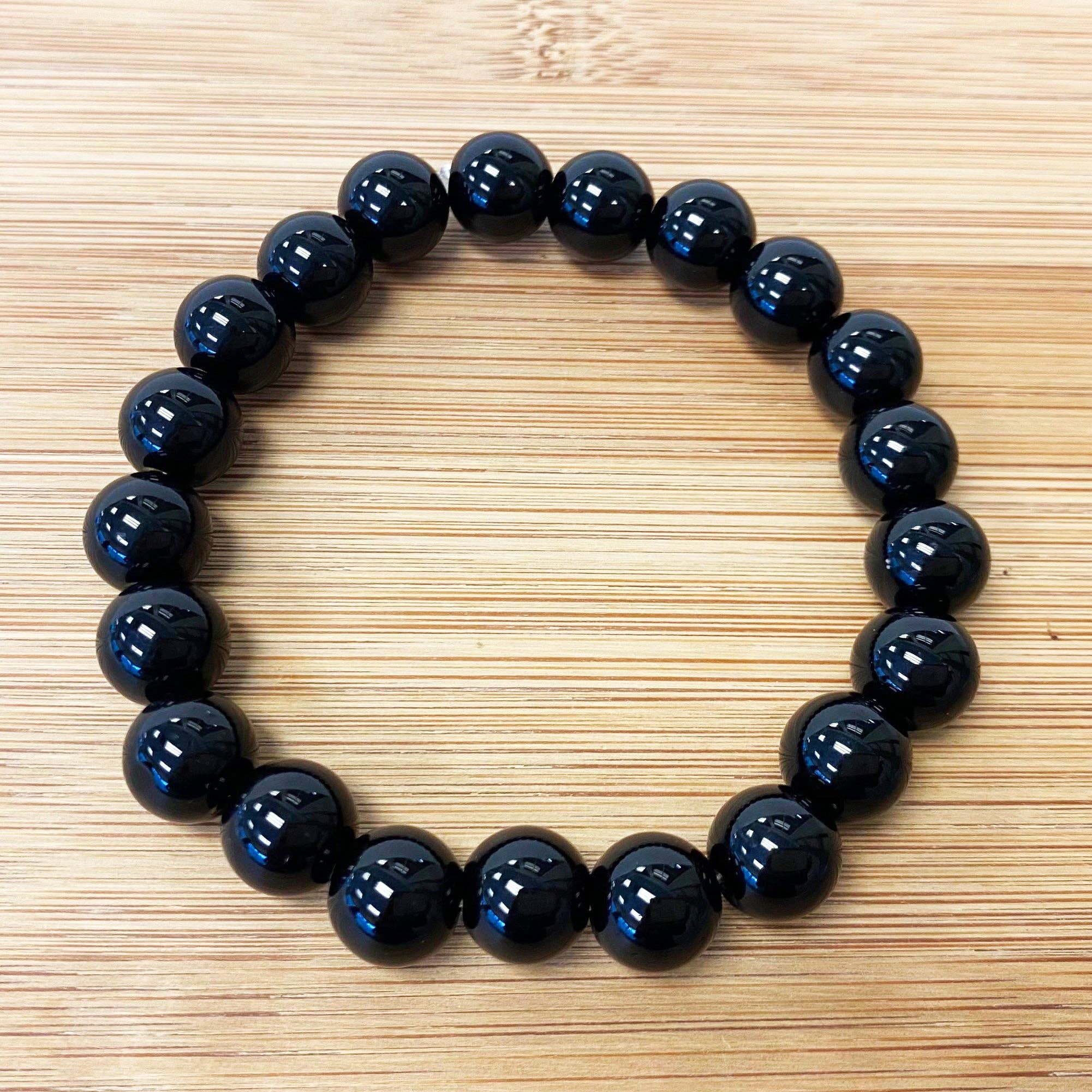 8mm Black Onyx Unisex Handmade Stretch Bracelet, photo 5 of 5