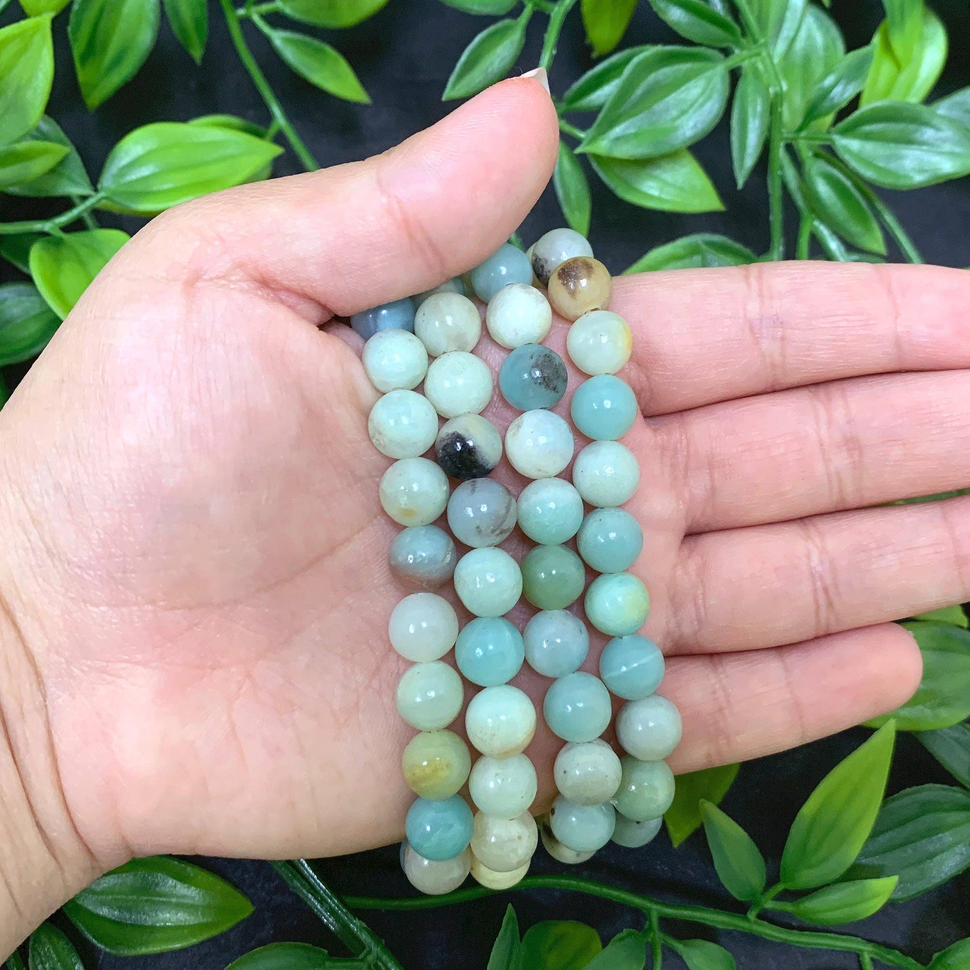 8mm Amazonite Gemstone Unisex Stretch Bracelet, photo 2 of 7