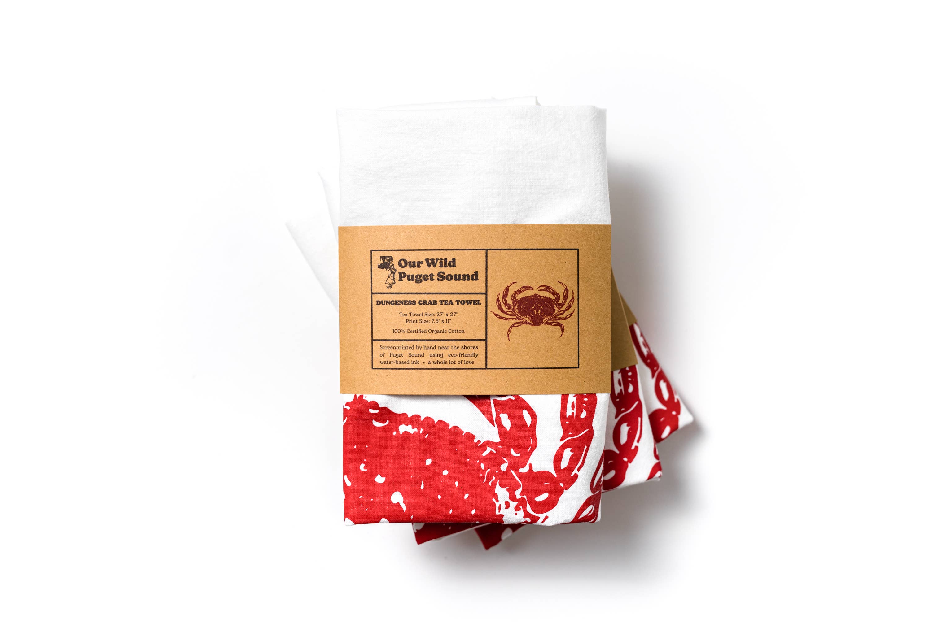 Dungeness Crab Organic Cotton Printed Kitchen Tea Towel, photo 4 of 5