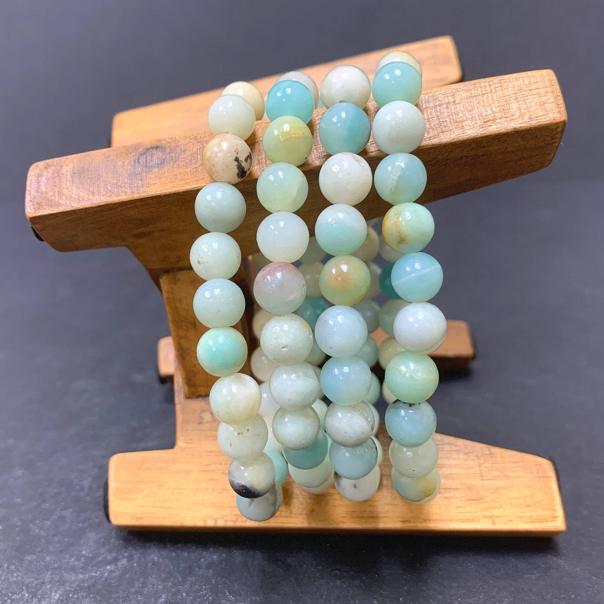 8mm Amazonite Gemstone Unisex Stretch Bracelet, photo 6 of 7