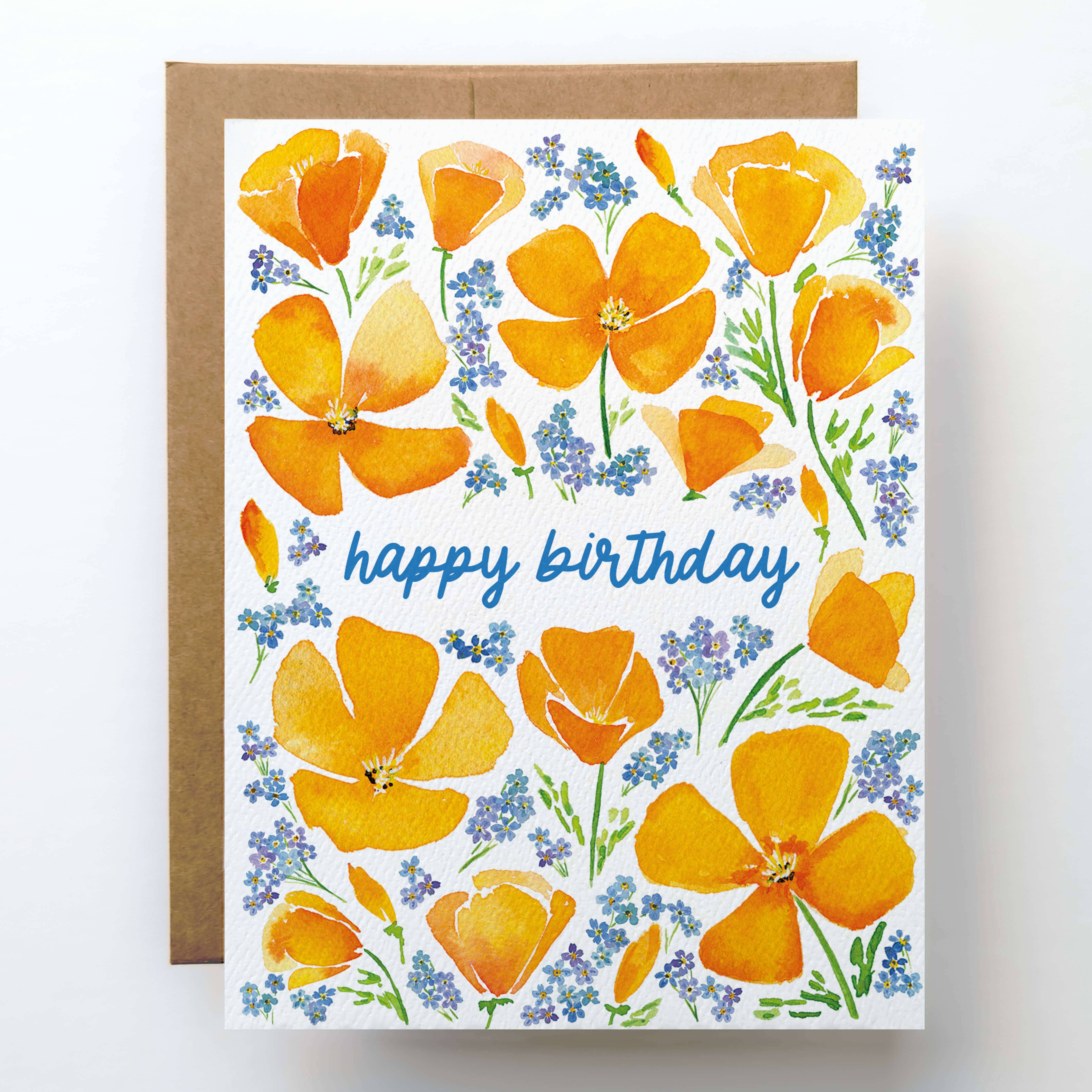 Wildflower Birthday Card | Floral Poppy Happy Birthday Card, photo 1 of 4