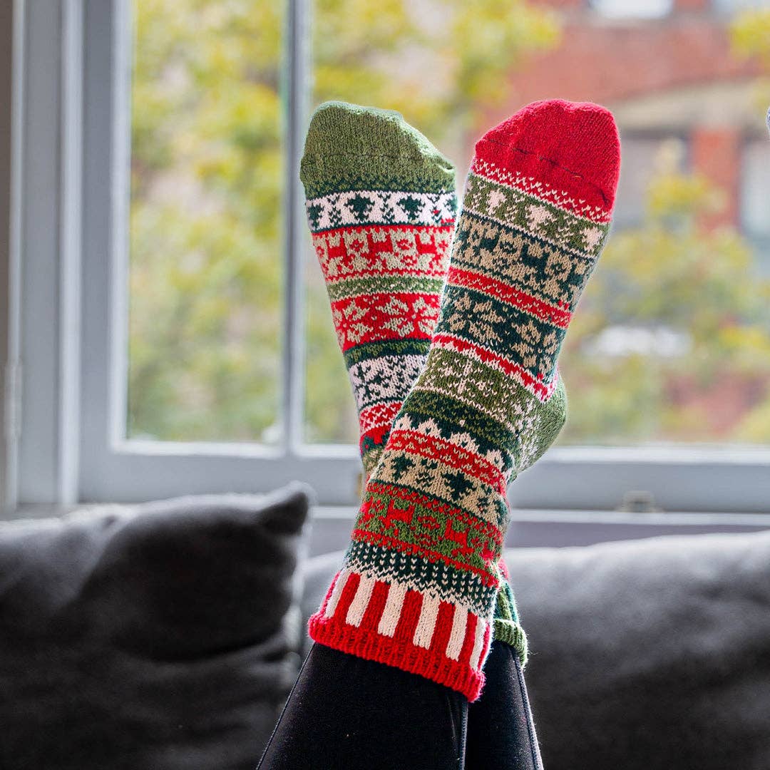 Yuletide Crew Socks | Sustainably Made Festive Holiday Socks: Large (Women 10 - 12 / Men 9 - 11), photo 2 of 4