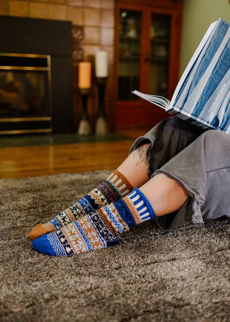 Chestnut Crew Socks | Sustainably Made Festive Holiday Socks: Small (Women 6 - 8 / Men 5 - 7), photo 2 of 3