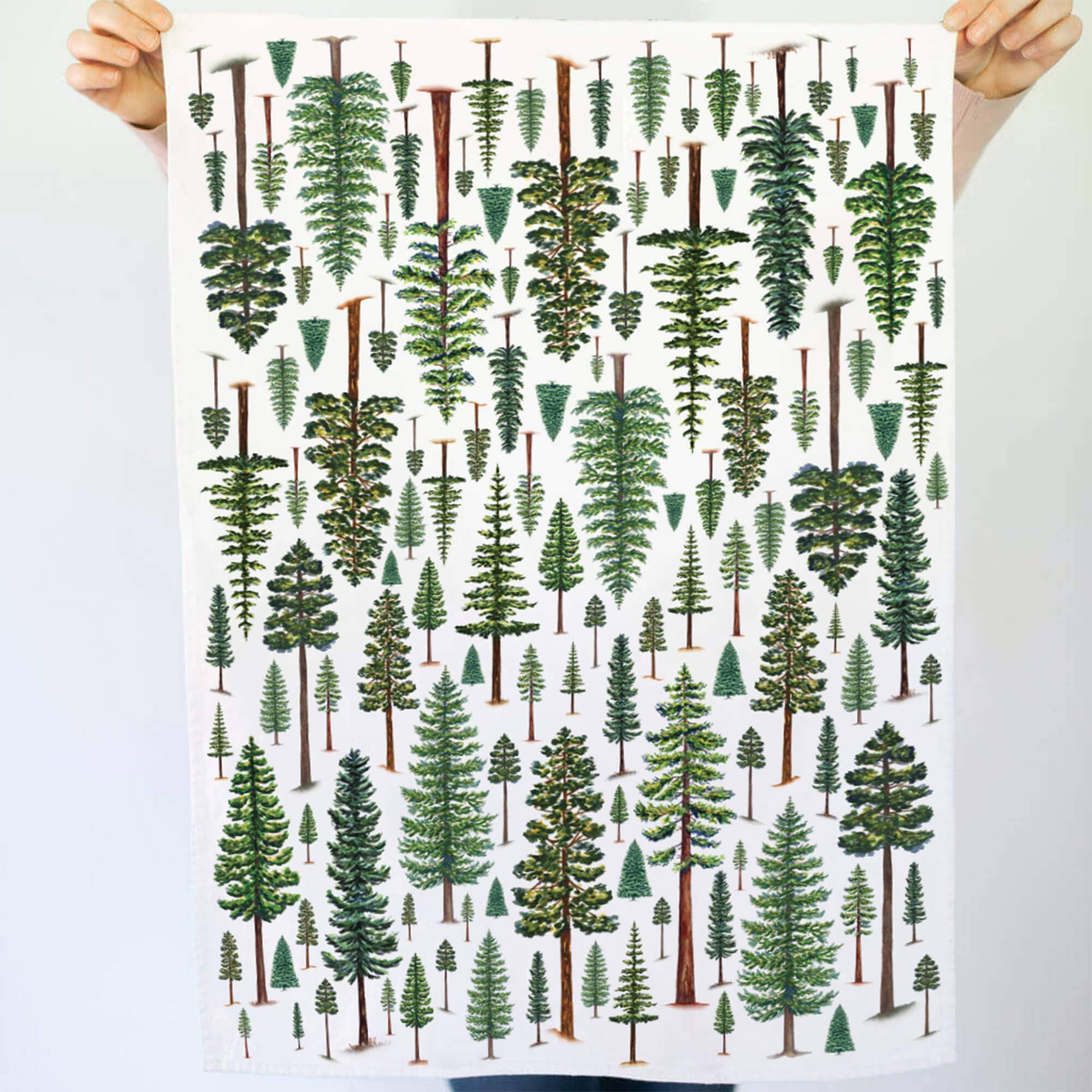 Evergreen Trees Tea Towel | Nature Kitchen Towel, photo 2 of 5