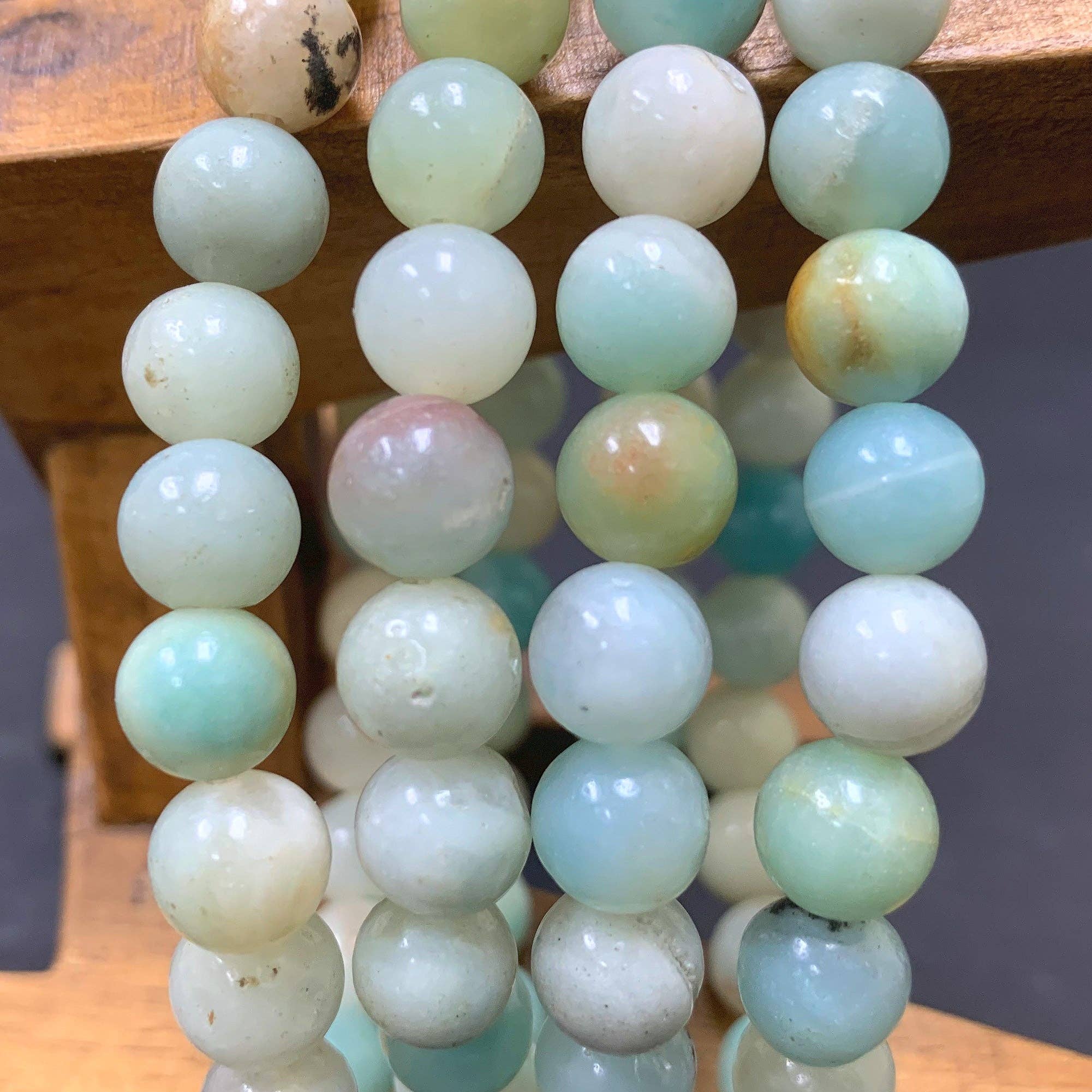 8mm Amazonite Gemstone Unisex Stretch Bracelet, photo 5 of 7