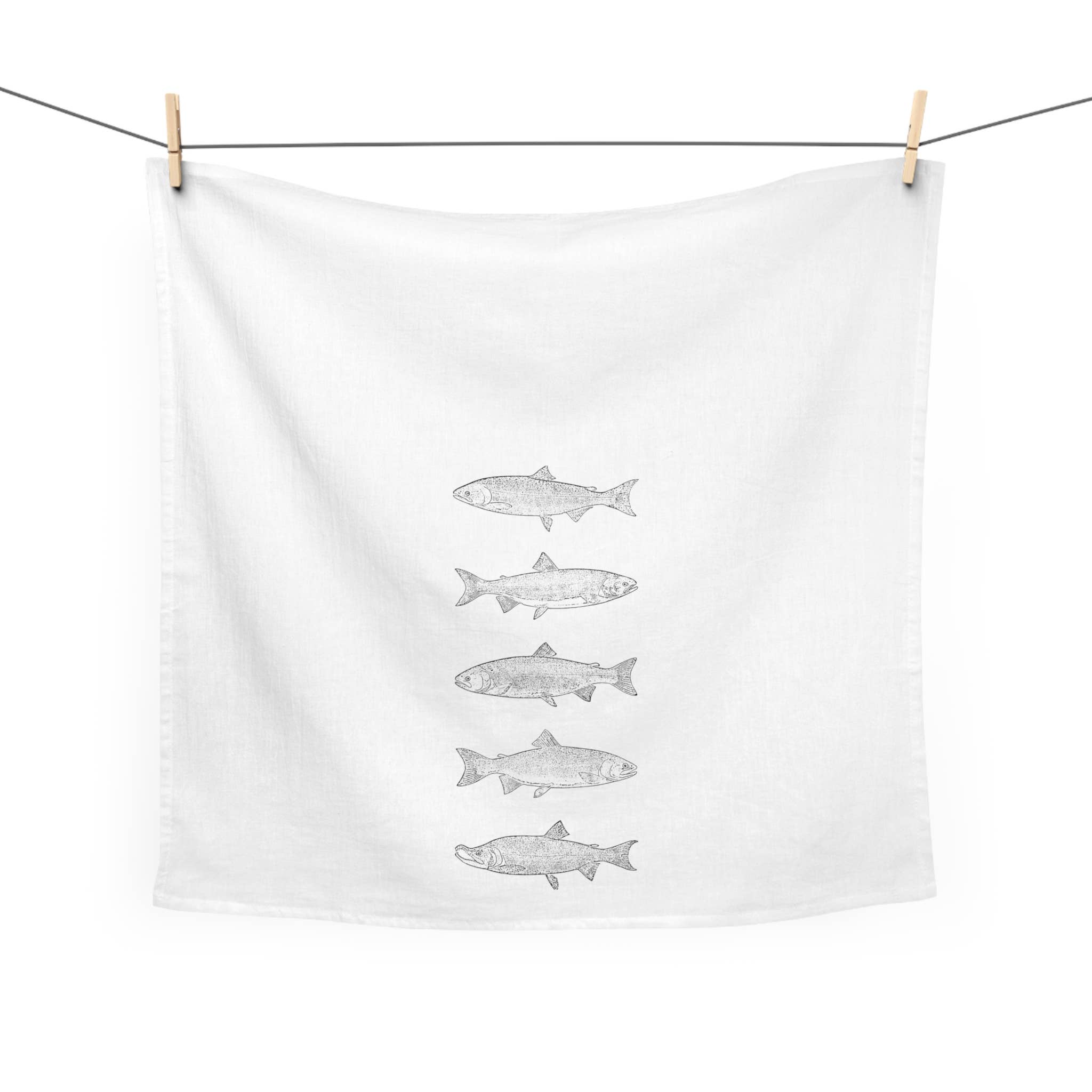 Salmon Species 100% Cotton Printed Kitchen Tea Towel, photo 1 of 2