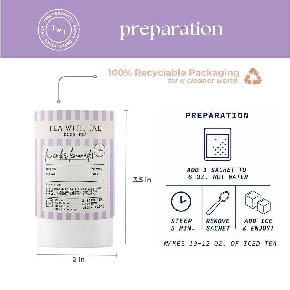 Lavender Lemonade Iced Mini Tea Tube (5 iced sachets), photo 3 of 5
