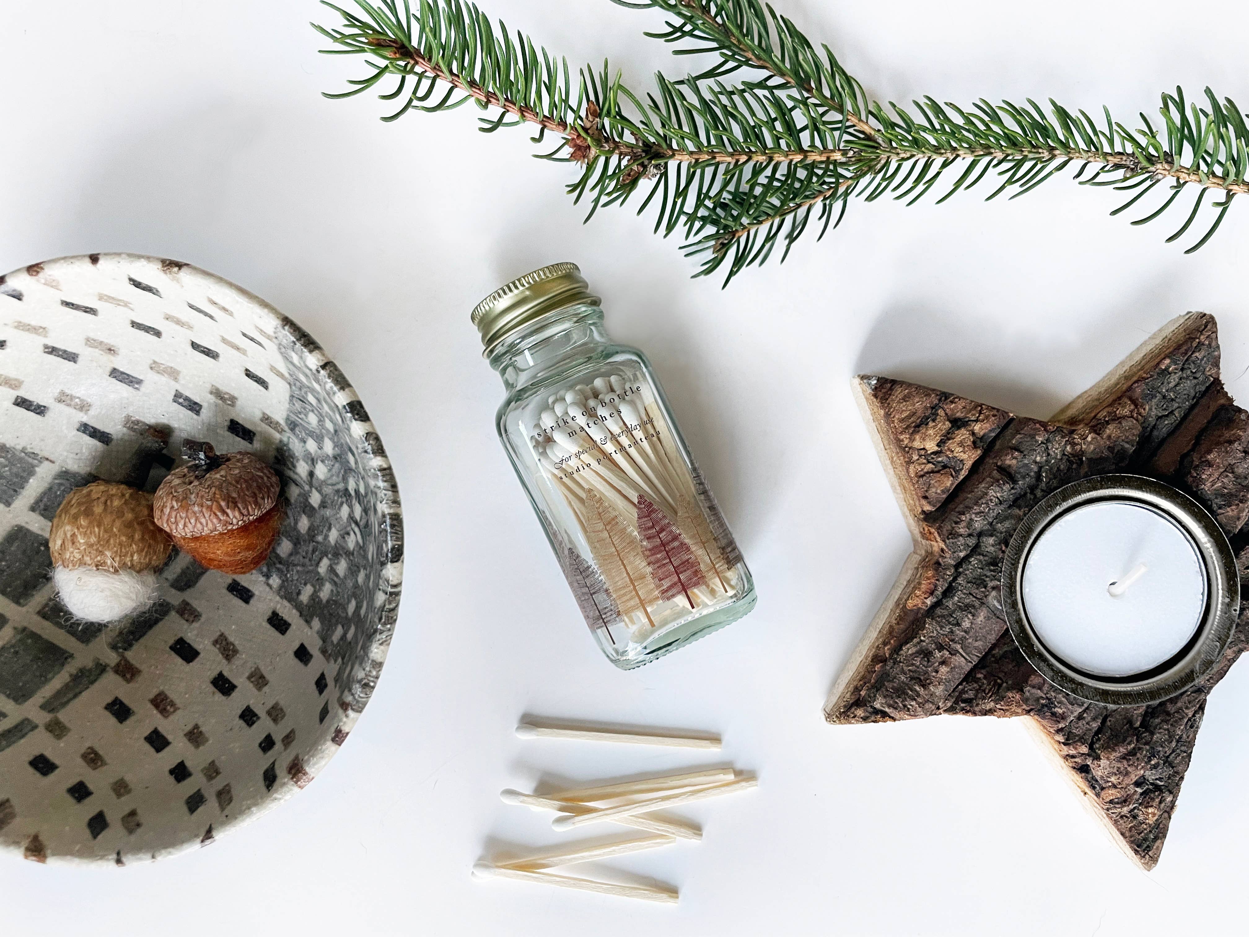 Noble Fir Trees 2" White Match Jar | Match Holder Home Decor: Black, photo 4 of 8