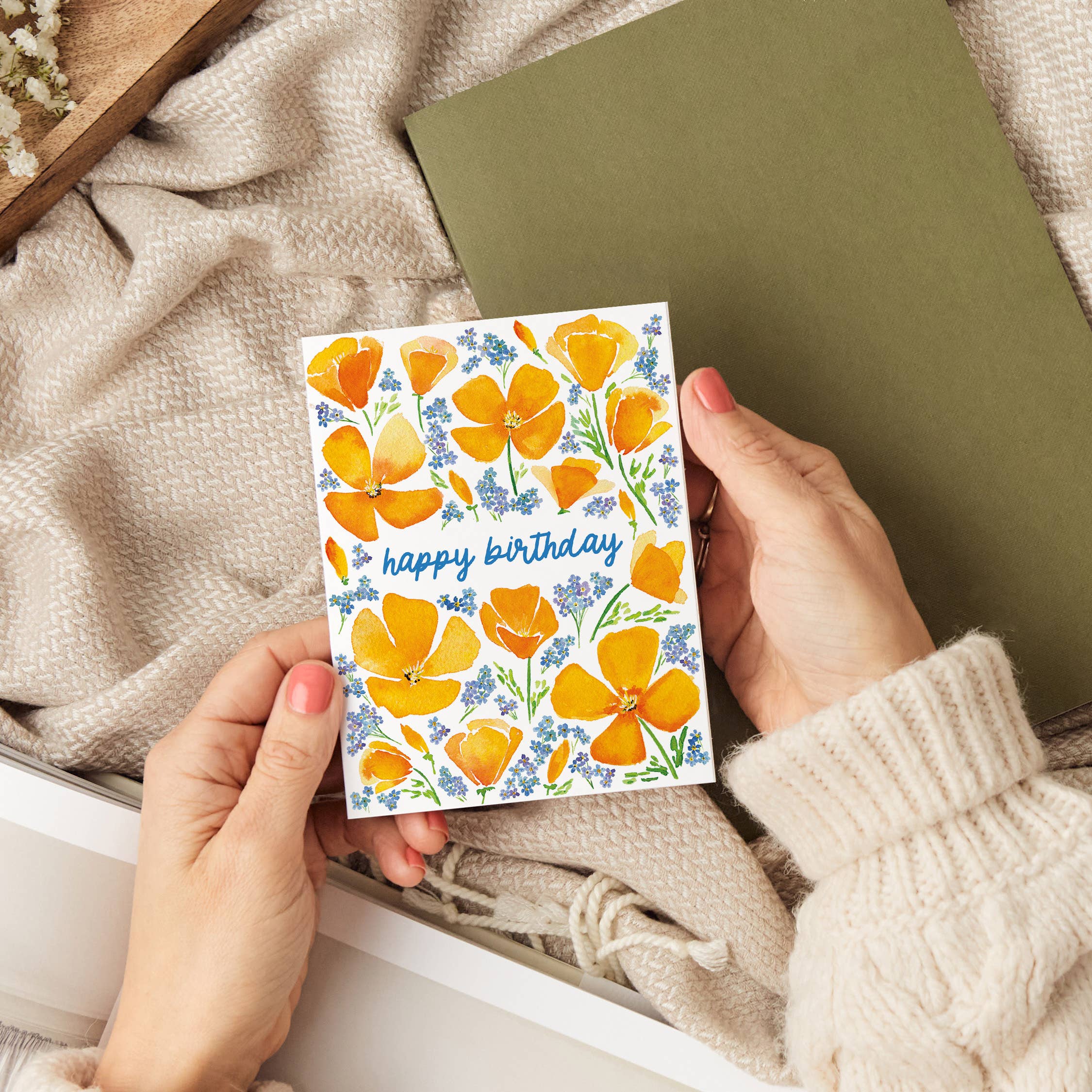 Wildflower Birthday Card | Floral Poppy Happy Birthday Card, photo 3 of 4