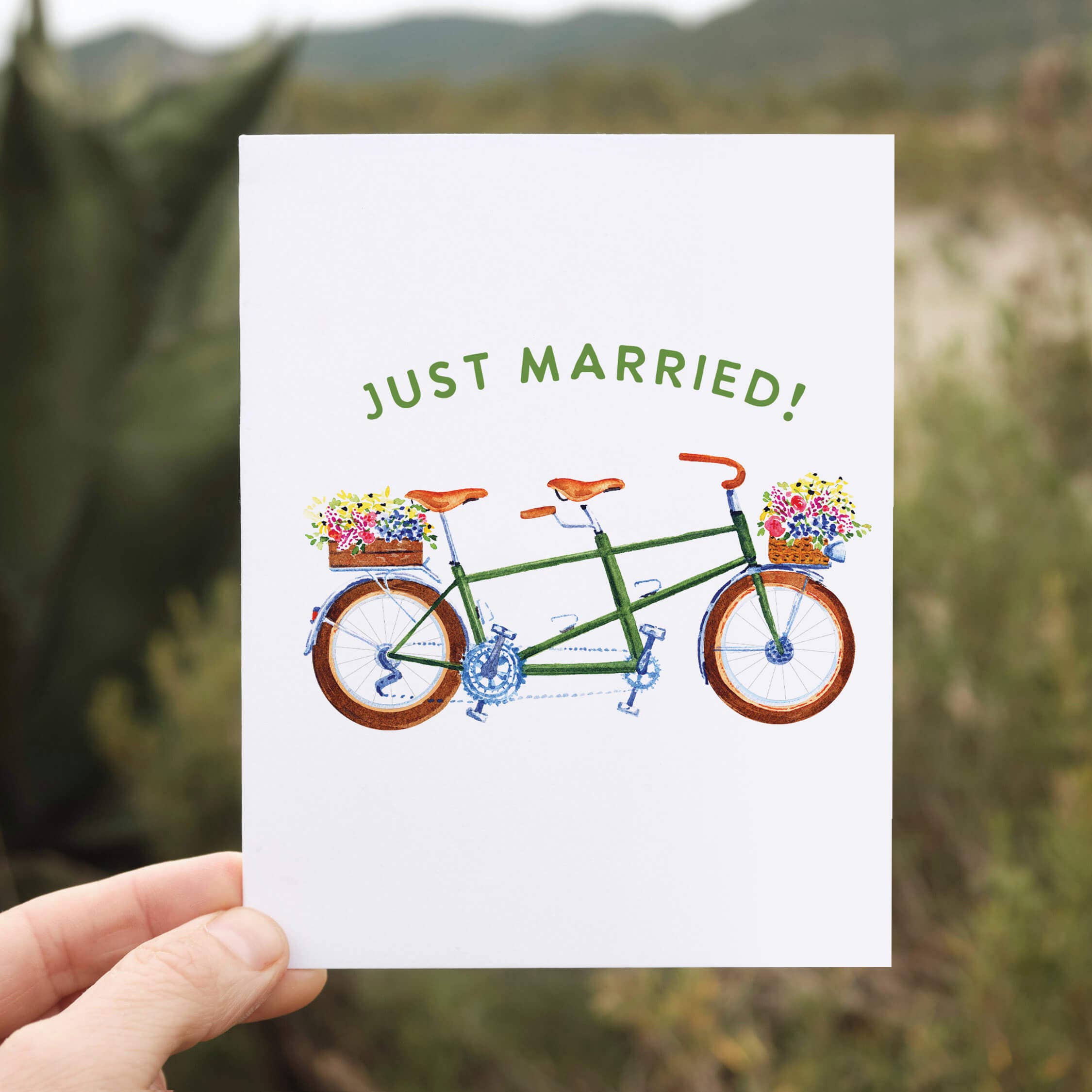 Just Married Tandem Wedding Card | Bicycle Congratulations, photo 4 of 4