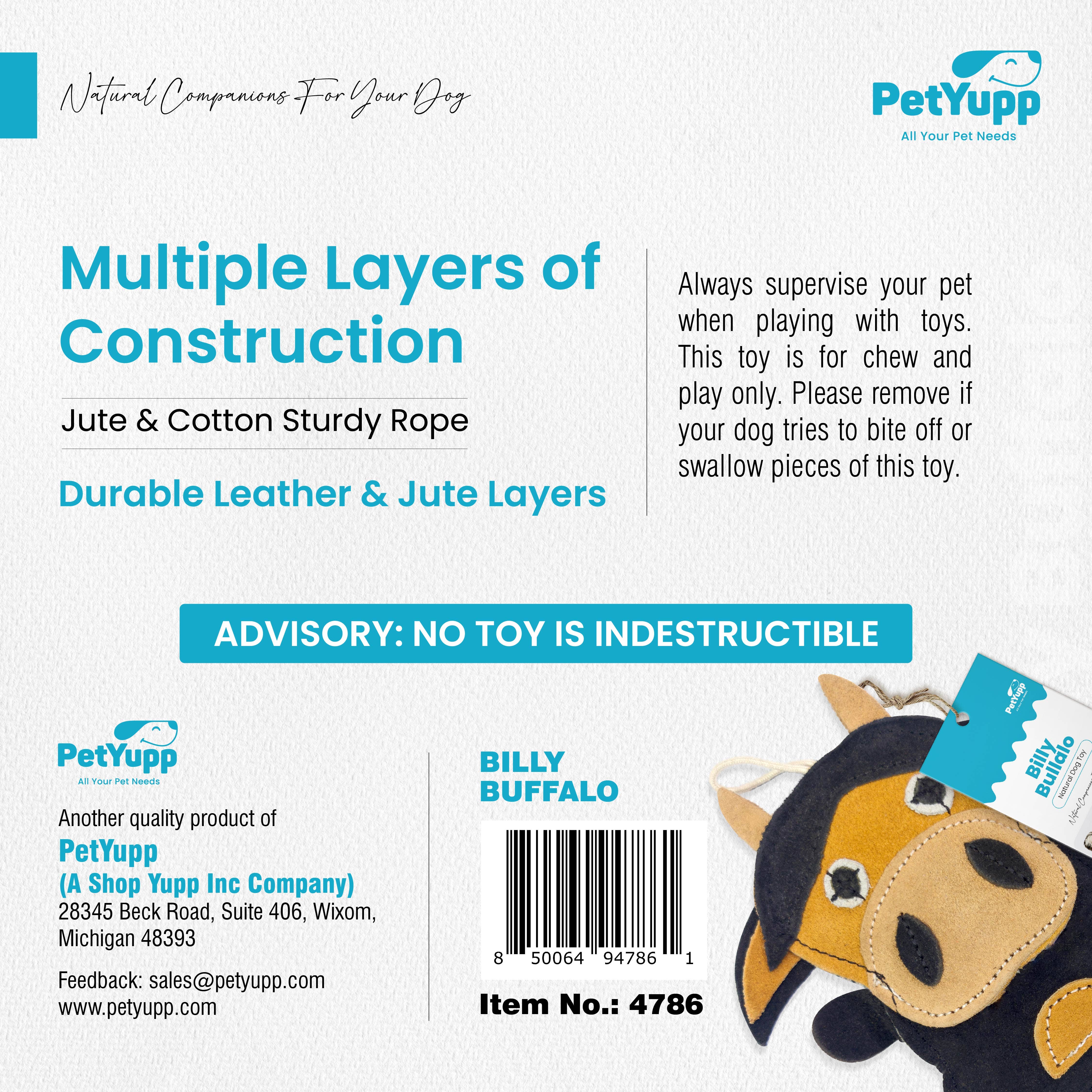 Billy Buffalo-Leather Dog Toy, photo 5 of 5