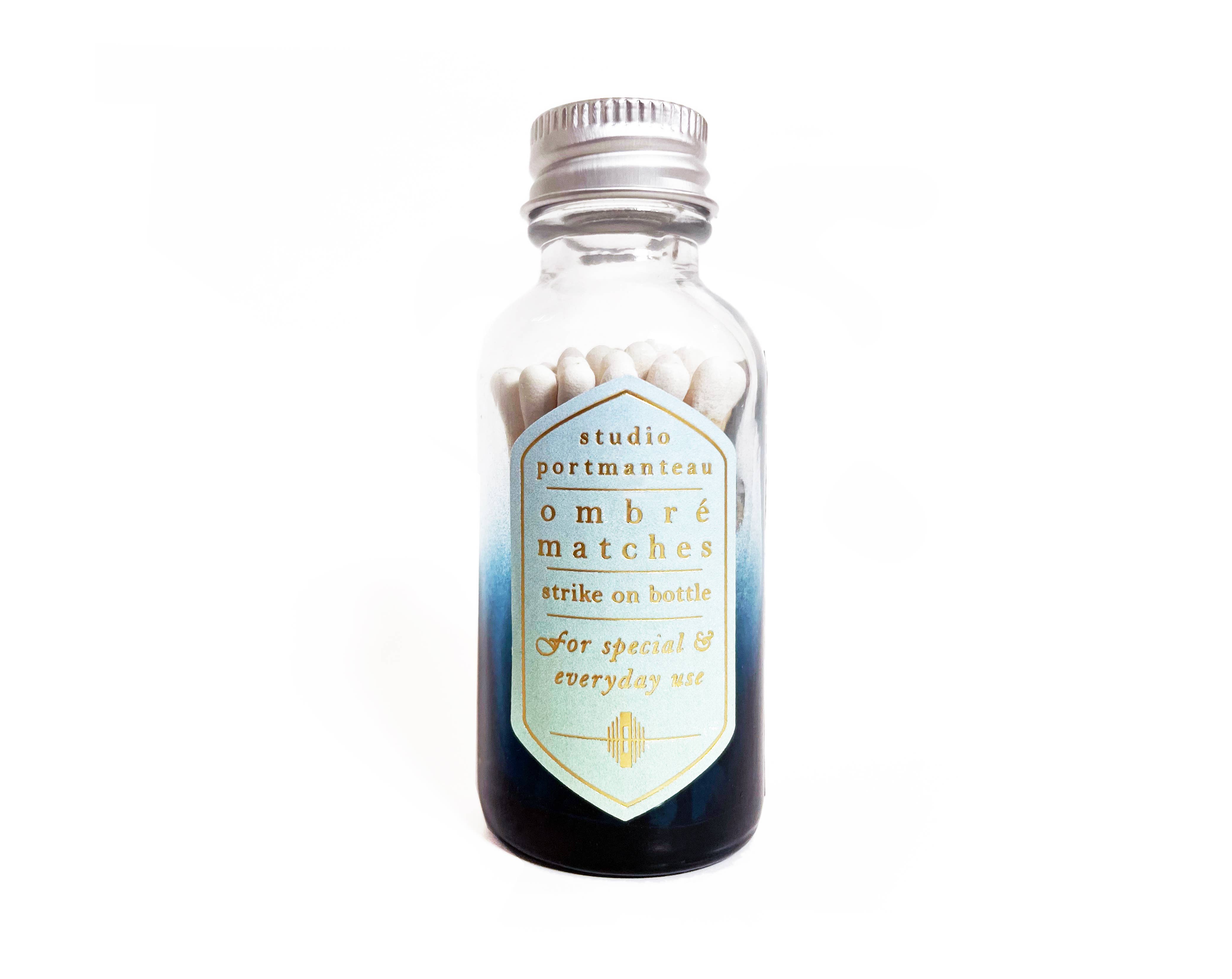 Midnight Blue Ombré Match Bottle | Fine Match Jar, photo 1 of 7